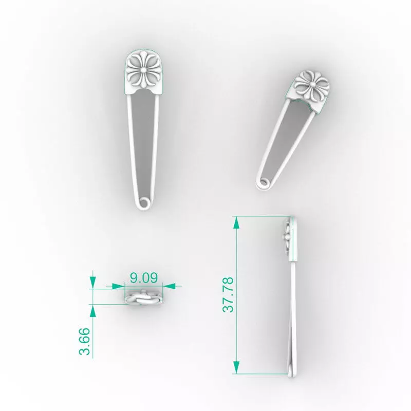 Chrome Hearts Cross Paperclip Pendant 3D model 3D printable | CGTrader