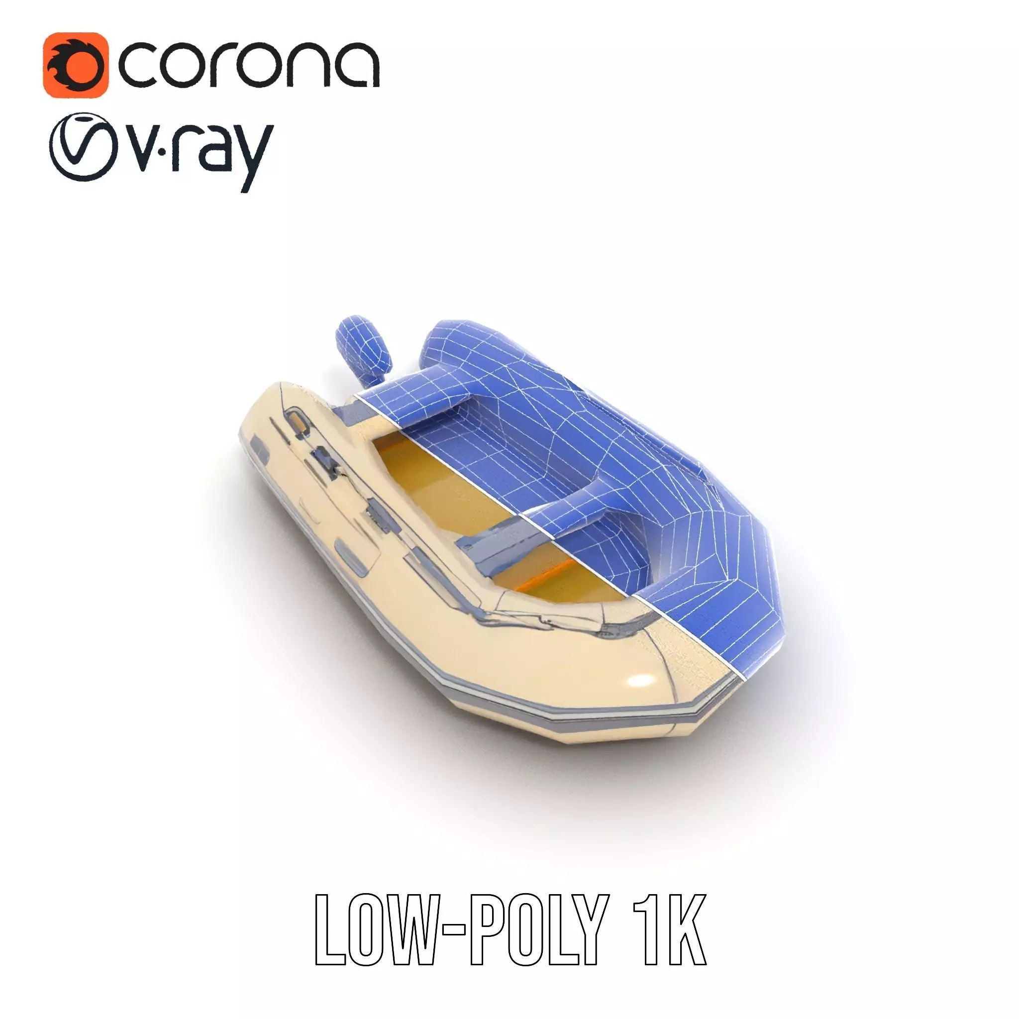 Ivory Inflatable Boat model pack Low-poly 3D model_12