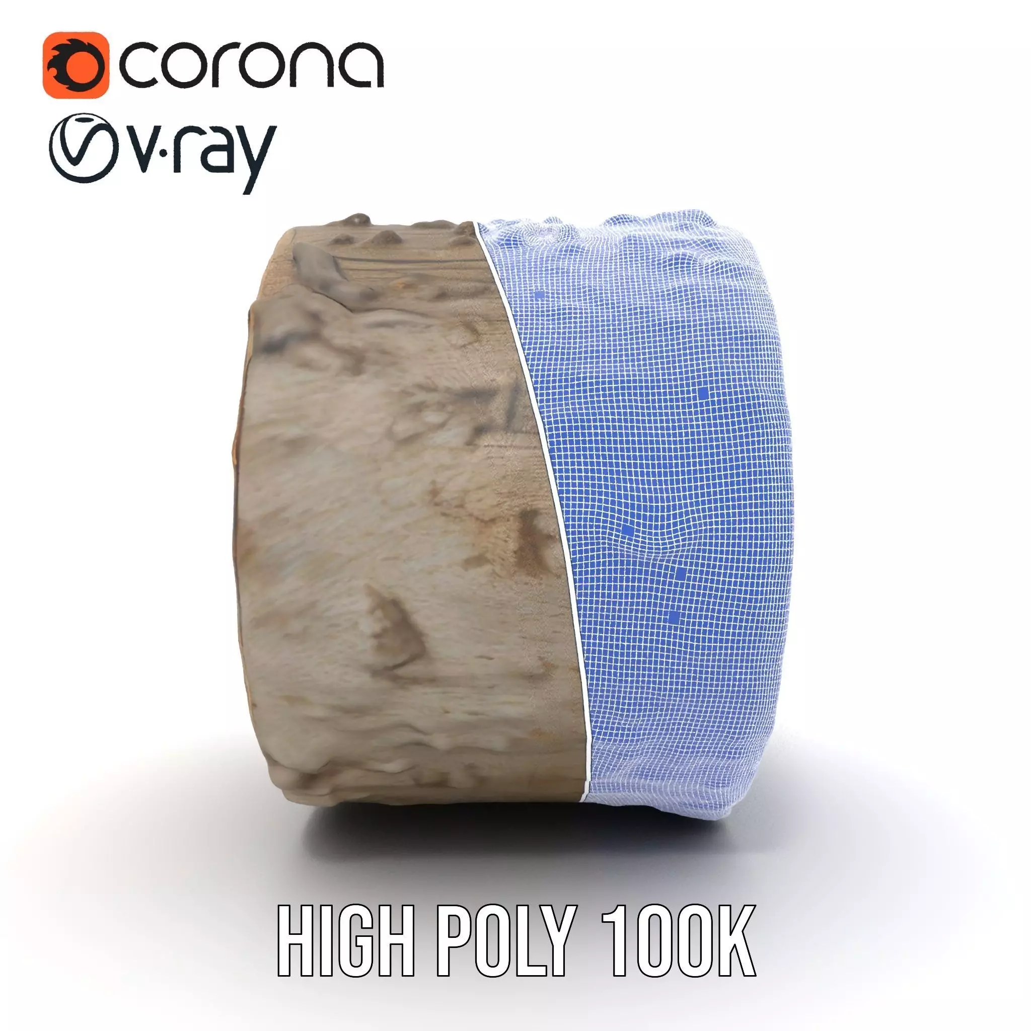 Natural Wood Log model pack Low-poly 3D model_32