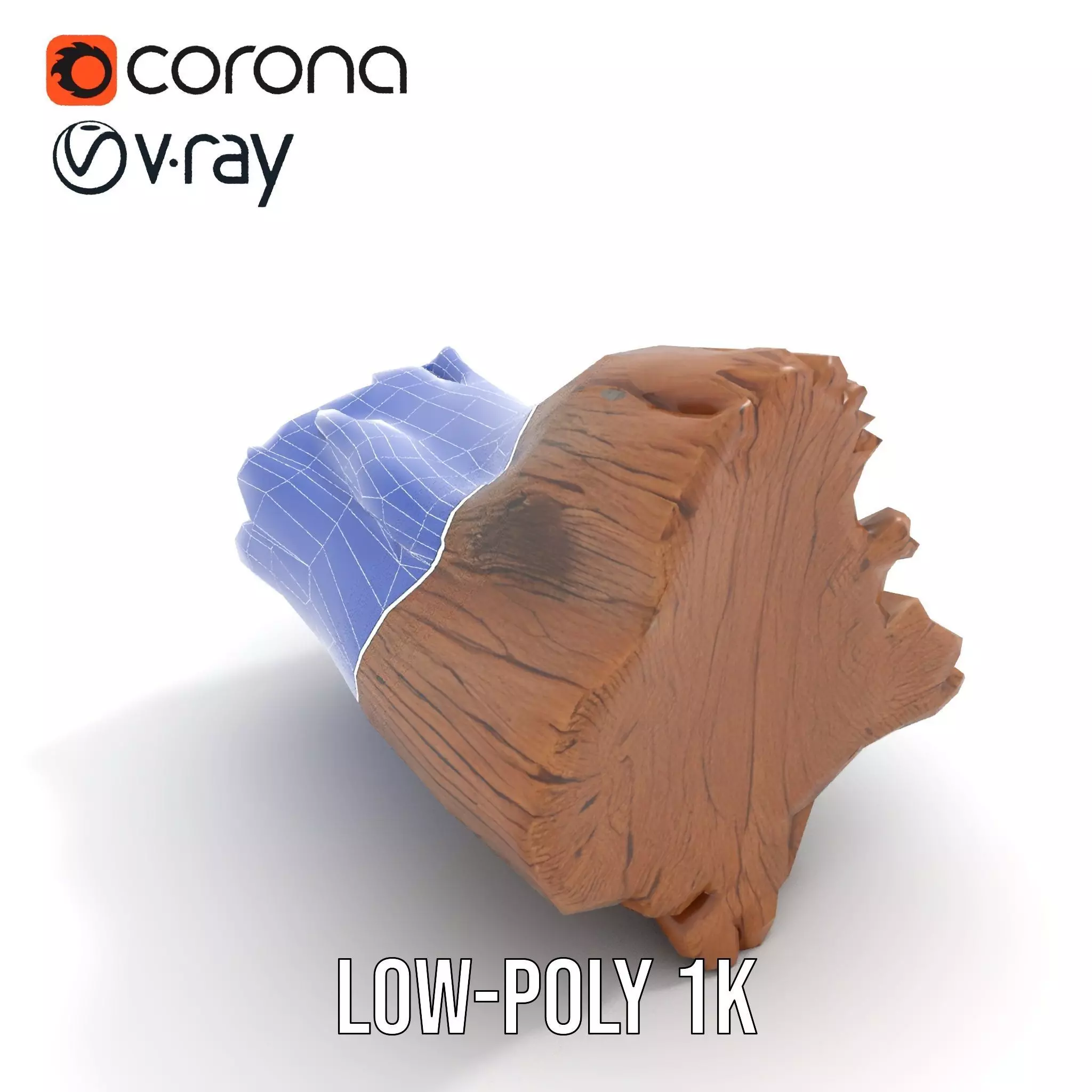Rustic Oak Log model pack Low-poly 3D model_7