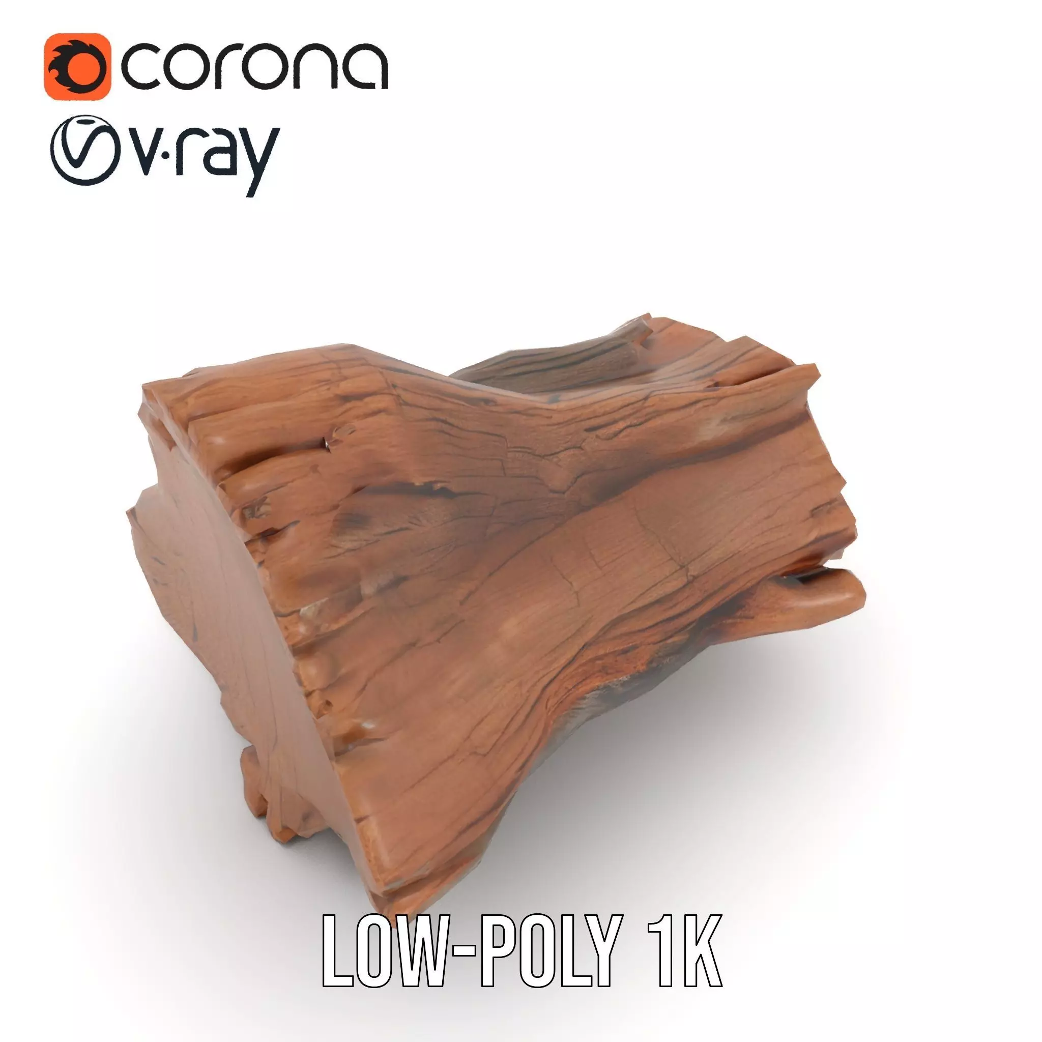 Rustic Oak Log model pack Low-poly 3D model_12