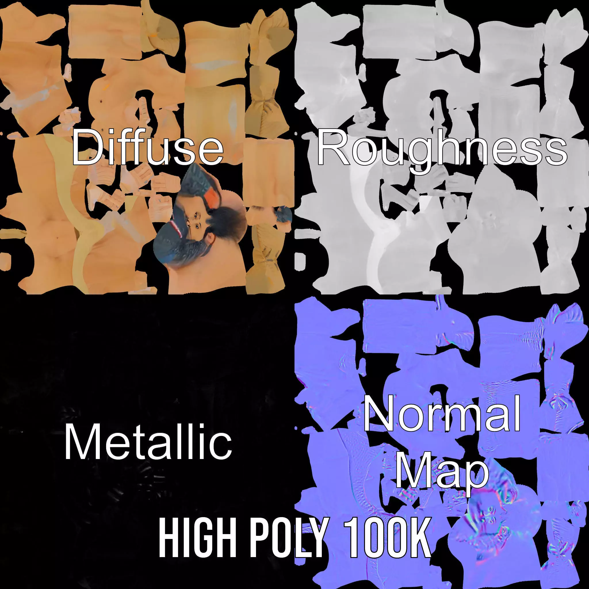 Textured Humanoid Creature model pack Low-poly 3D model_3