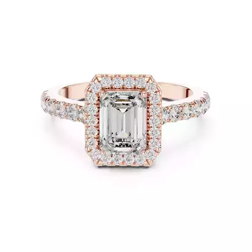 Emerald Cut Halo Diamond Engagement Wedding Ring 3DM STL Video