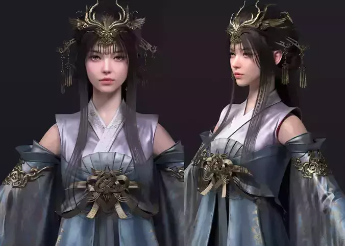 Chinese Girl AsianGirl Y030 3D model 3D model