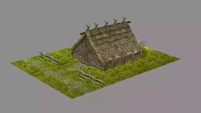 Medieval Viking House 02 Game Ready Low-poly 3D Model