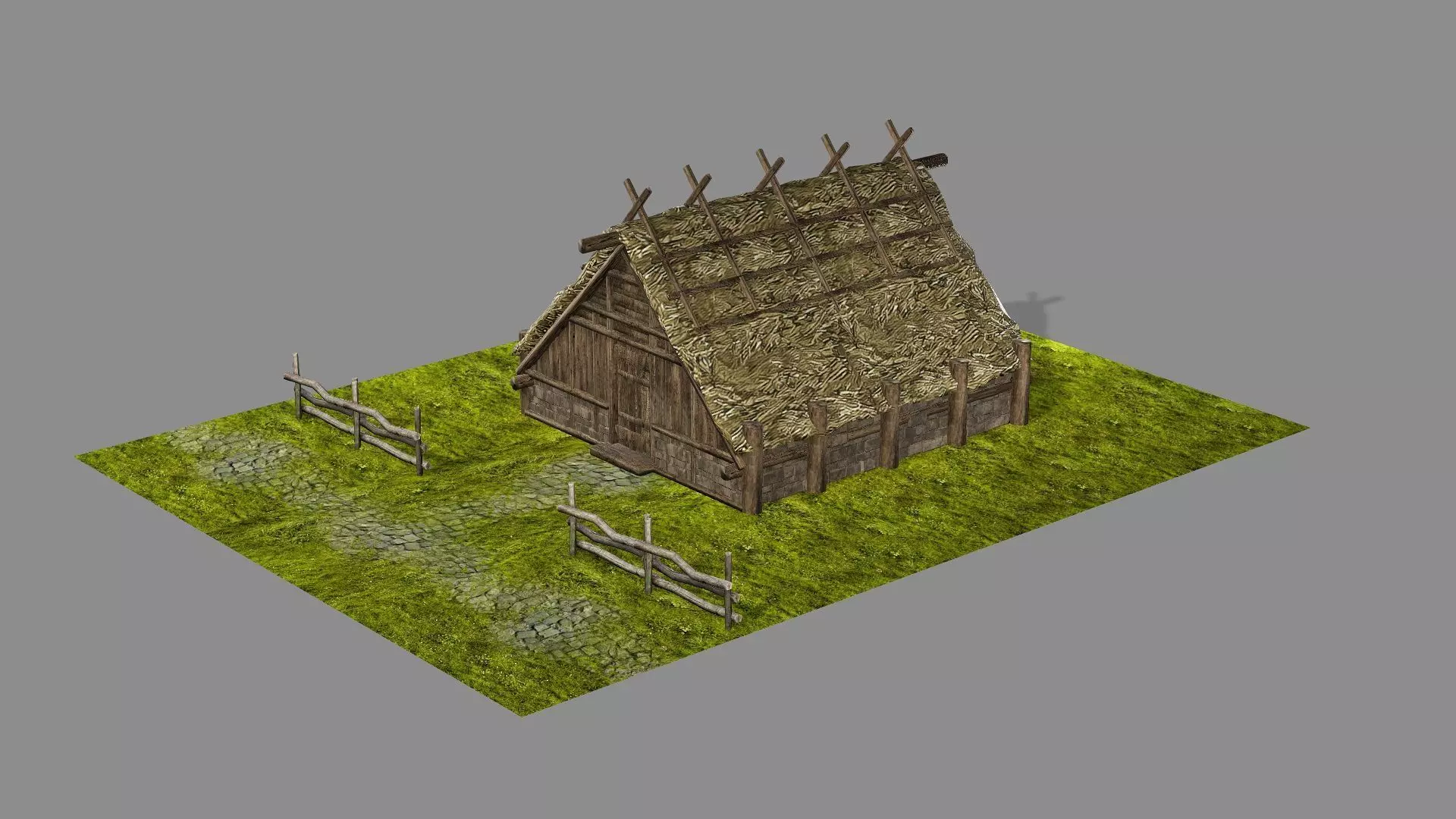 Medieval Viking House 02 Game Ready Low-poly 3D Model Low-poly 3D model_0