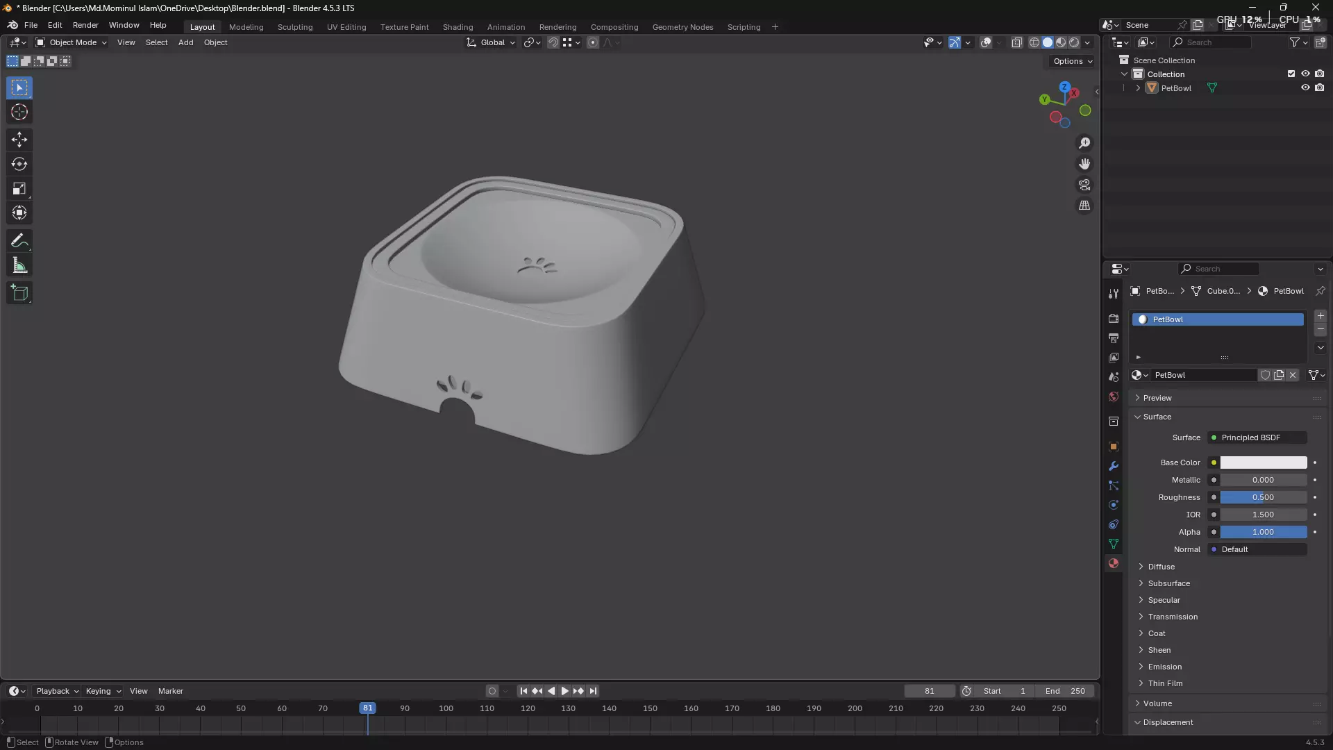Pet Water Bowl 3D model_4
