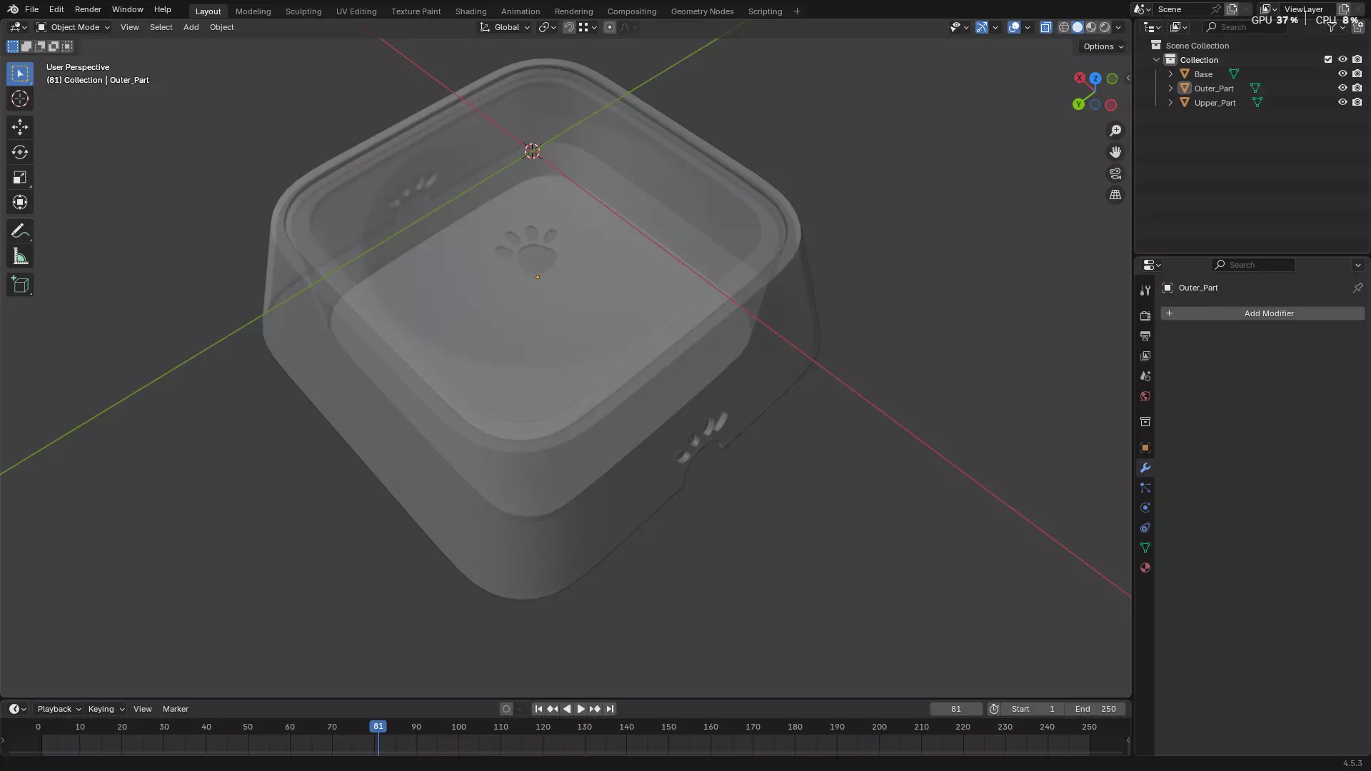 Pet Water Bowl 3D model_64