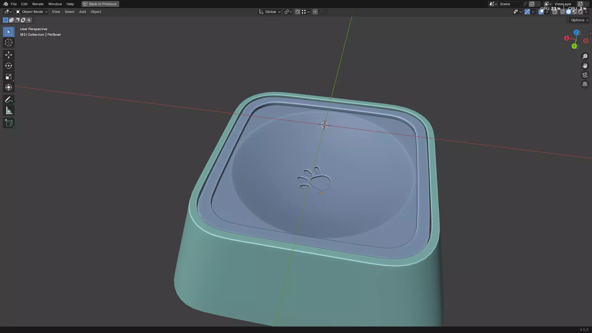 Pet Water Bowl 3D model_11