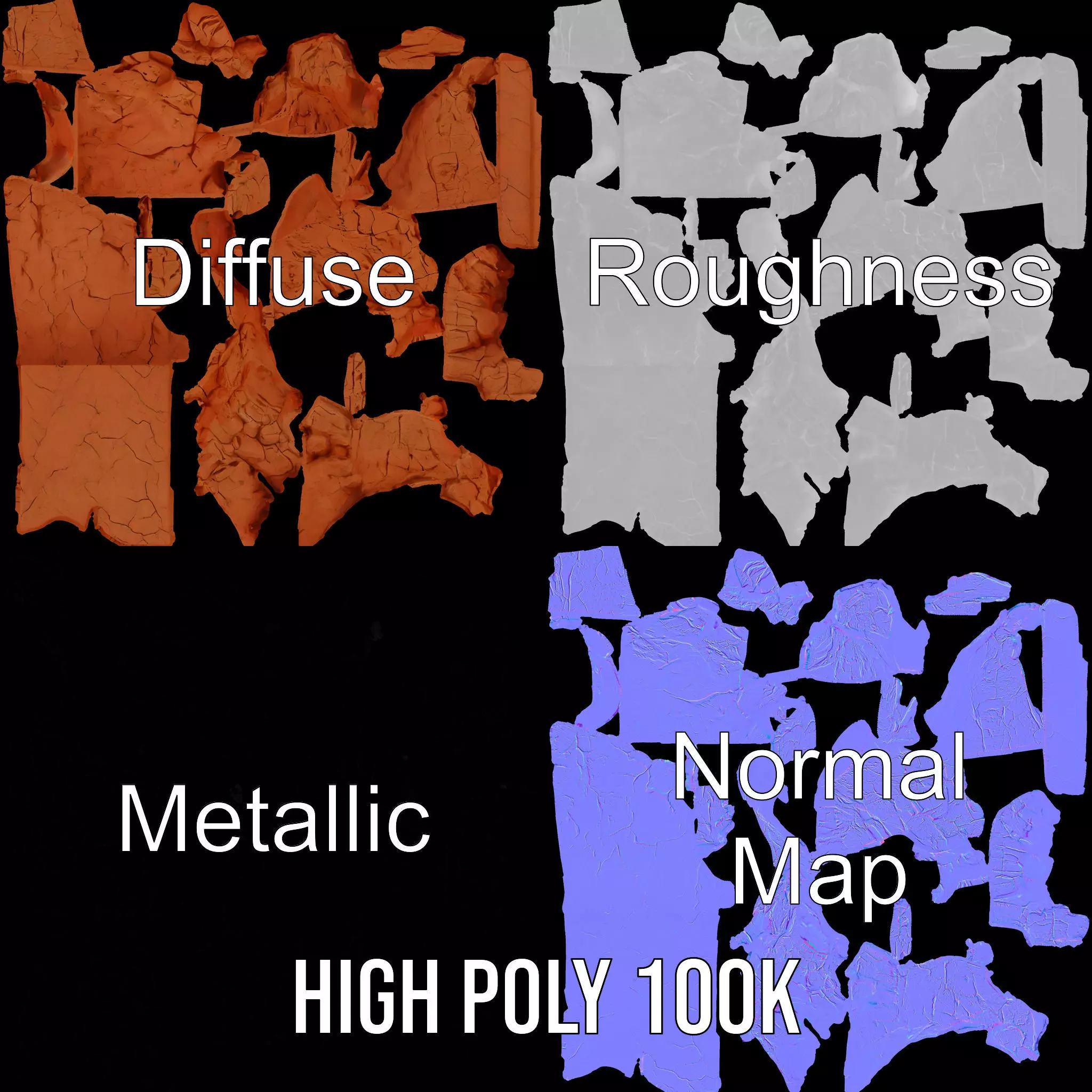 Rustic Cliff Formation model pack Low-poly 3D model_3