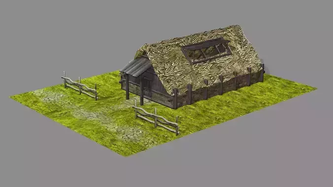 Medieval Viking House 04 Game Ready Low-poly 3D Model