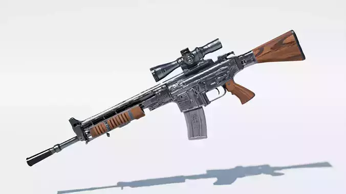 Game-Ready Assault Rifle 3D Model  PBR Textured  Low-Poly