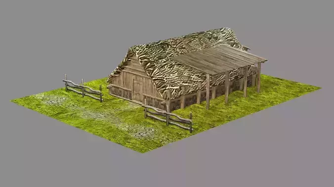 Medieval Viking House 05 Game Ready Low-poly 3D Model