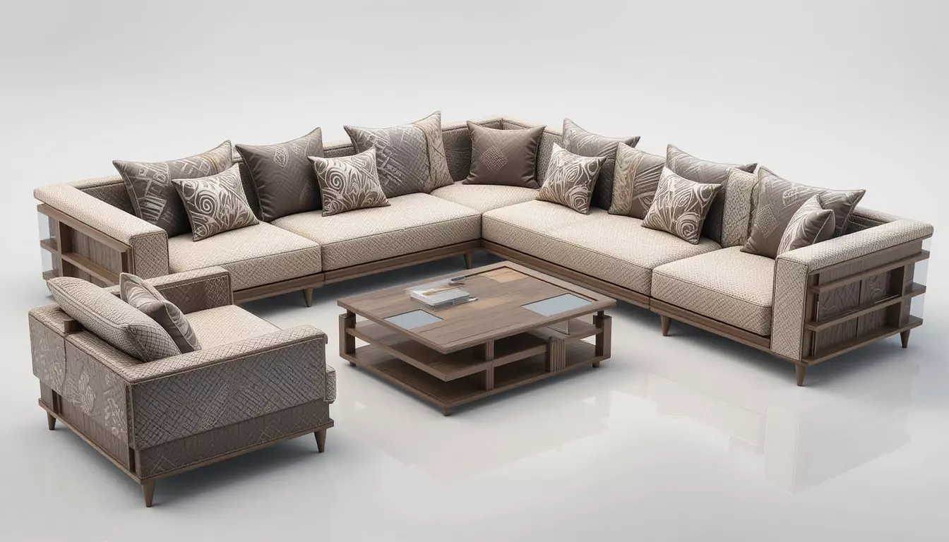 Modern Luxury Sofa Set 3D Model Low Poly Interior Design 3D model_0