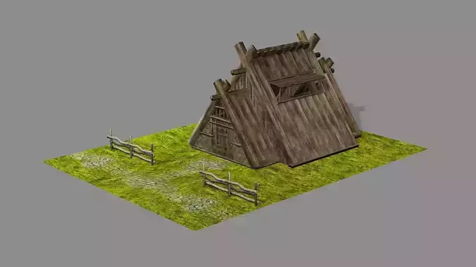 Medieval Viking House 07 Game Ready Low-poly 3D Model