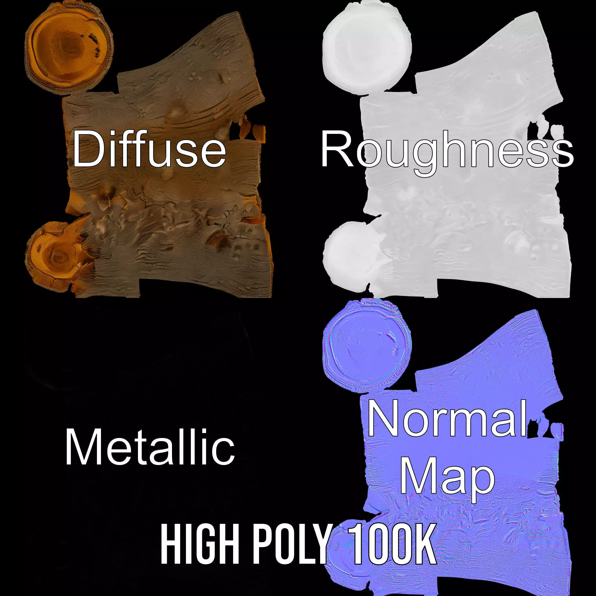 Realistic Wood Log model pack Low-poly 3D model_3