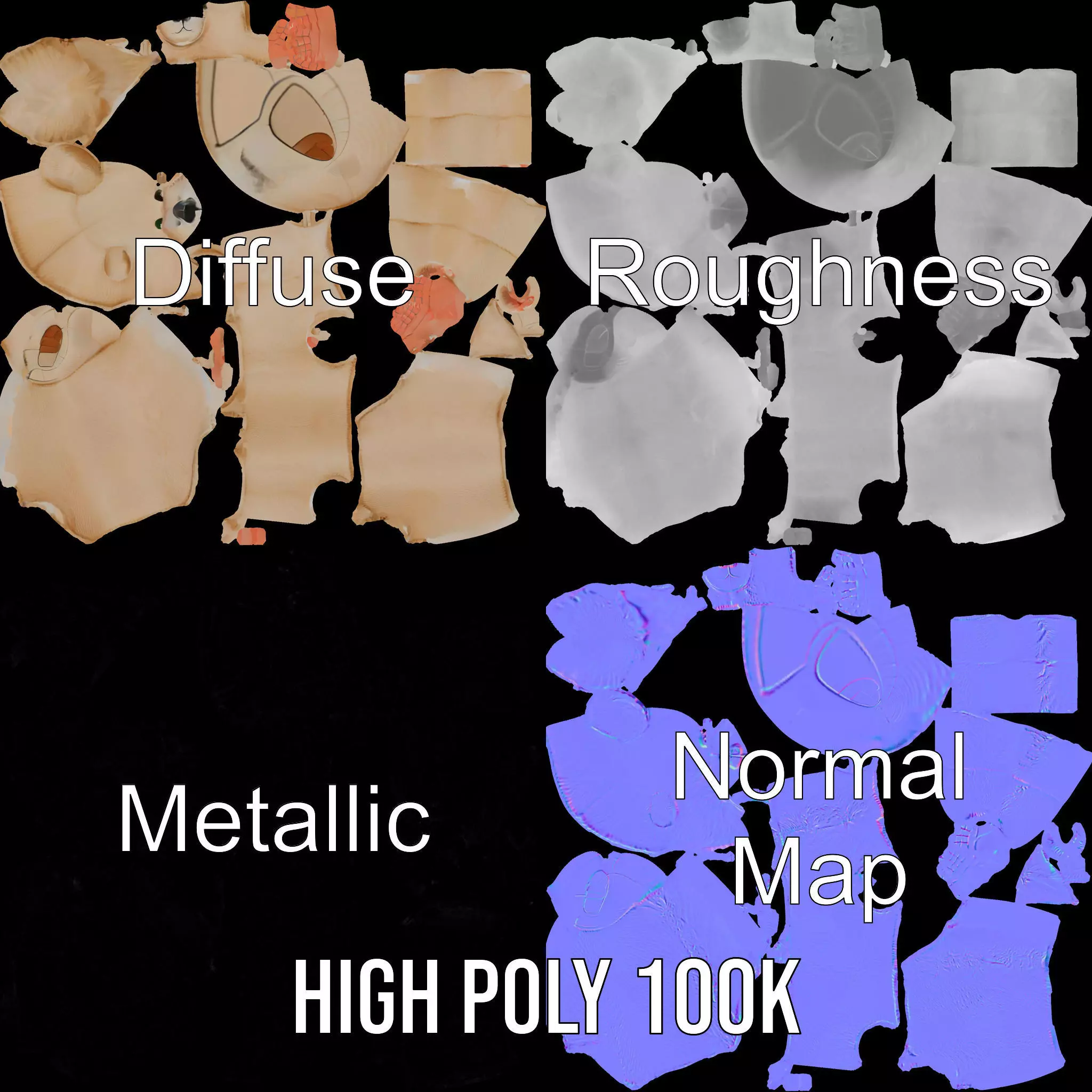 Fluffy Teddy Costume model pack Low-poly 3D model_3