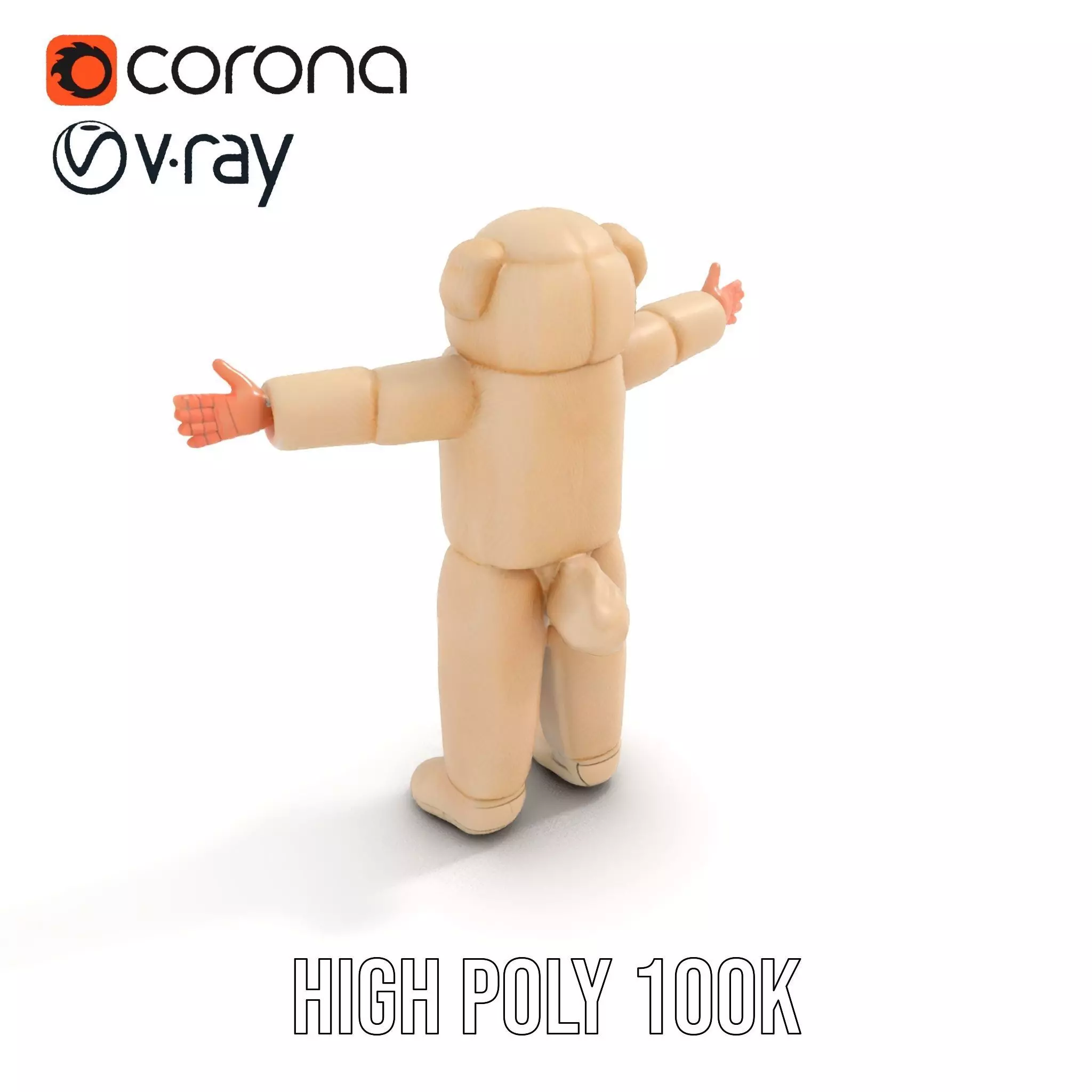 Fluffy Teddy Costume model pack Low-poly 3D model_20