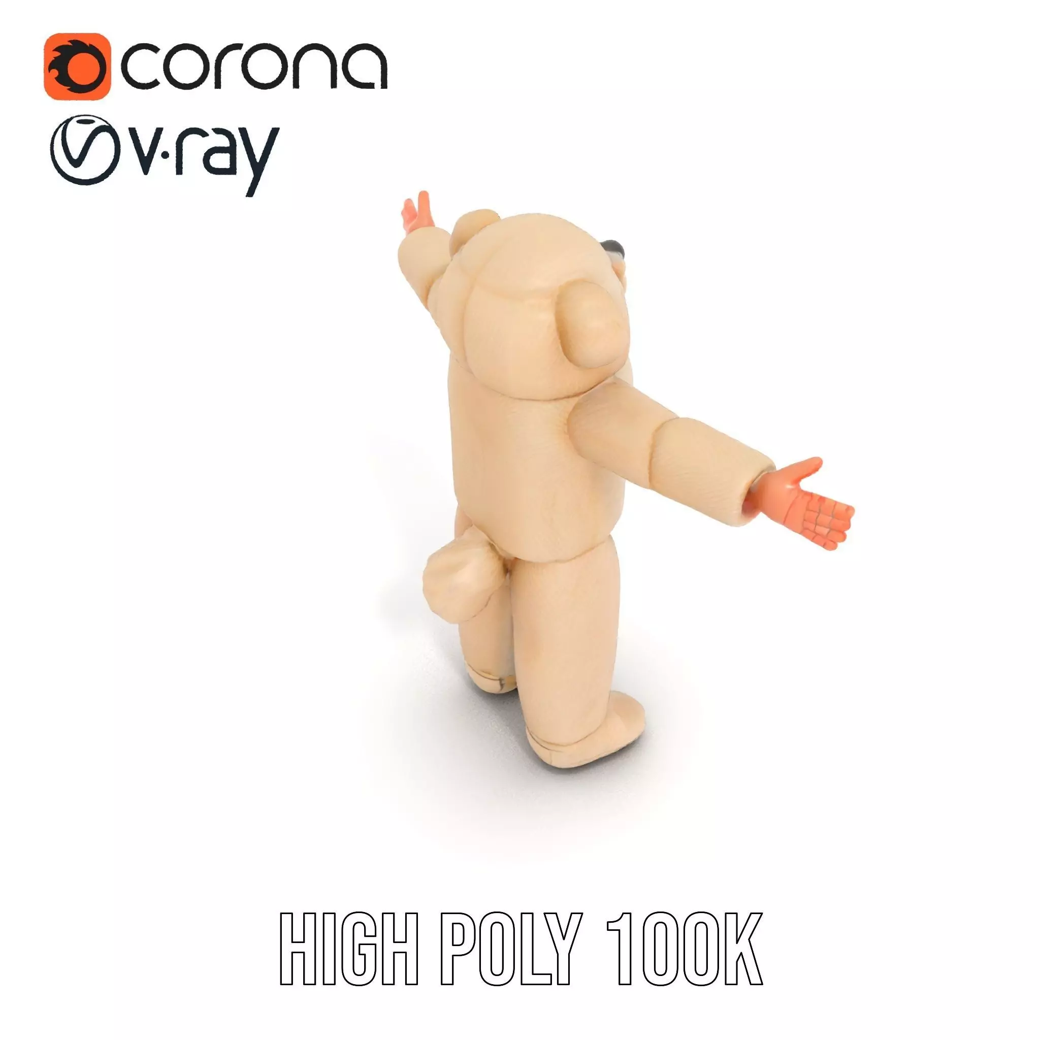 Fluffy Teddy Costume model pack Low-poly 3D model_15