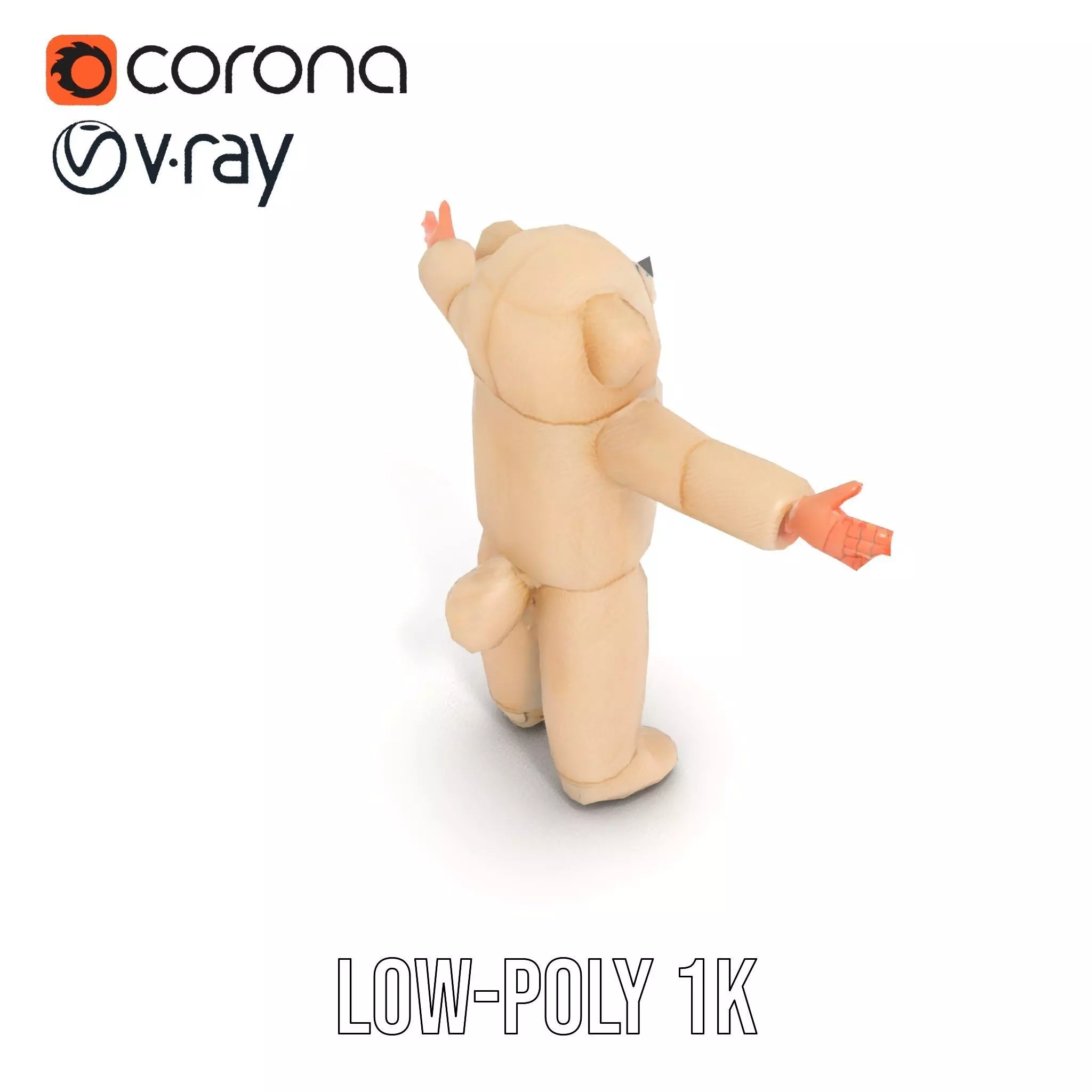 Fluffy Teddy Costume model pack Low-poly 3D model_25