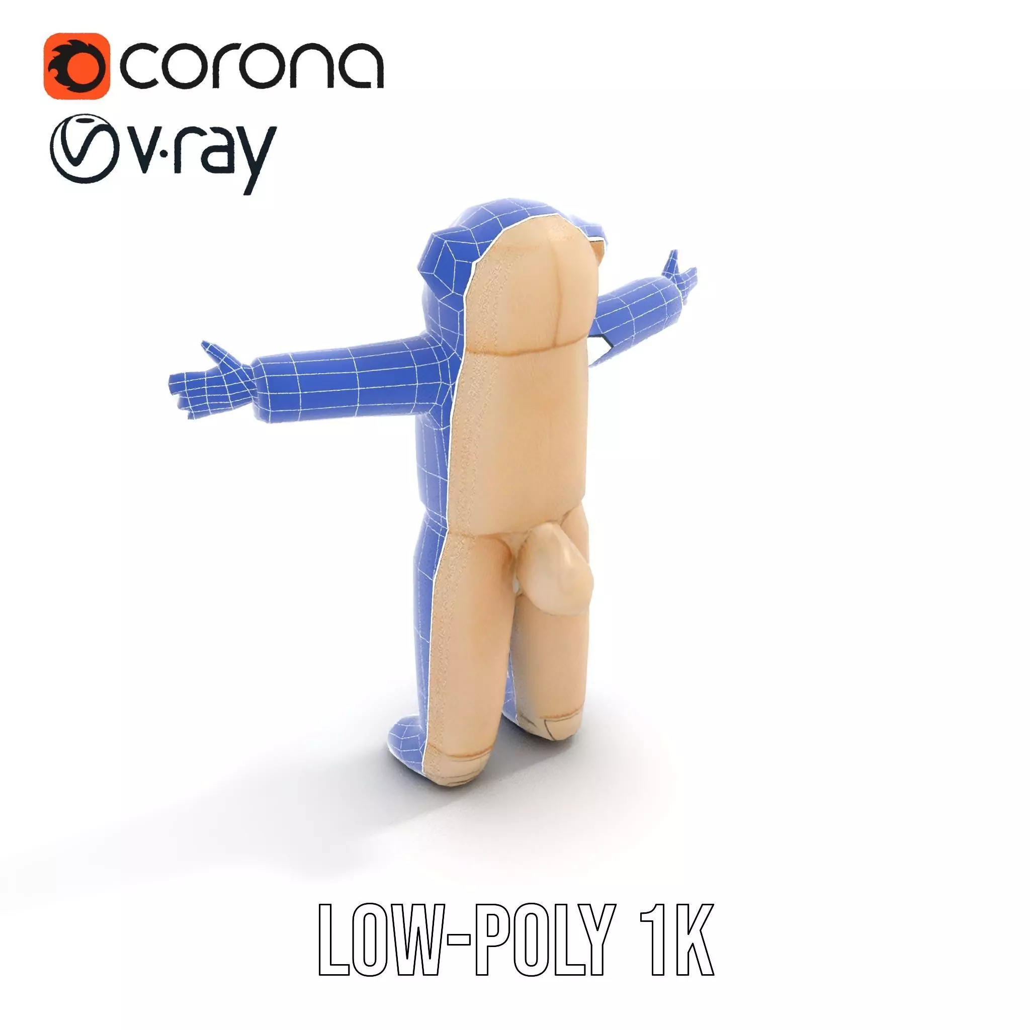 Fluffy Teddy Costume model pack Low-poly 3D model_14