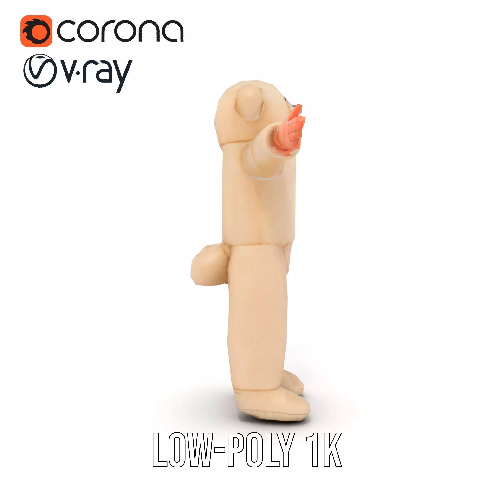 Fluffy Teddy Costume model pack Low-poly 3D model_12