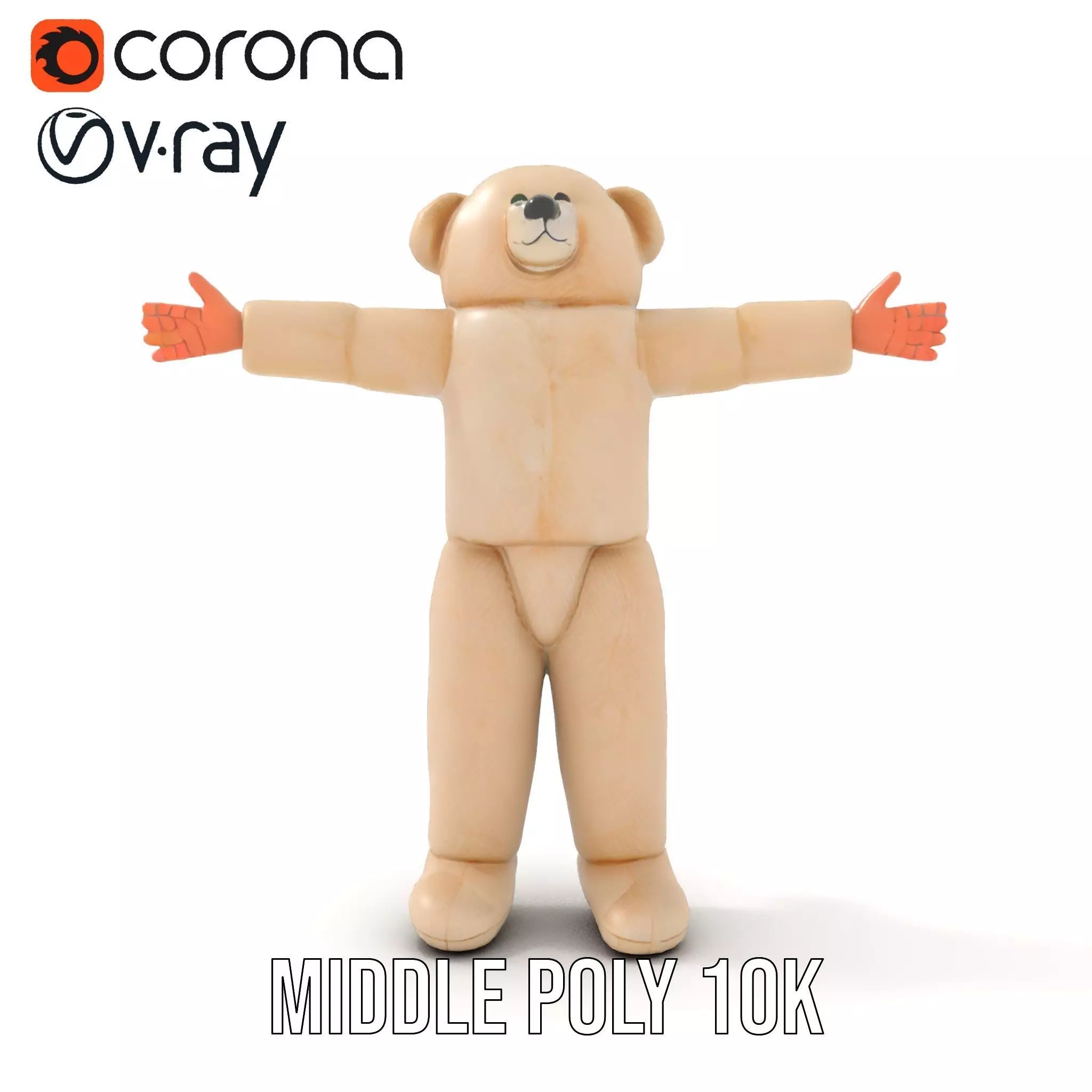Fluffy Teddy Costume model pack Low-poly 3D model_5