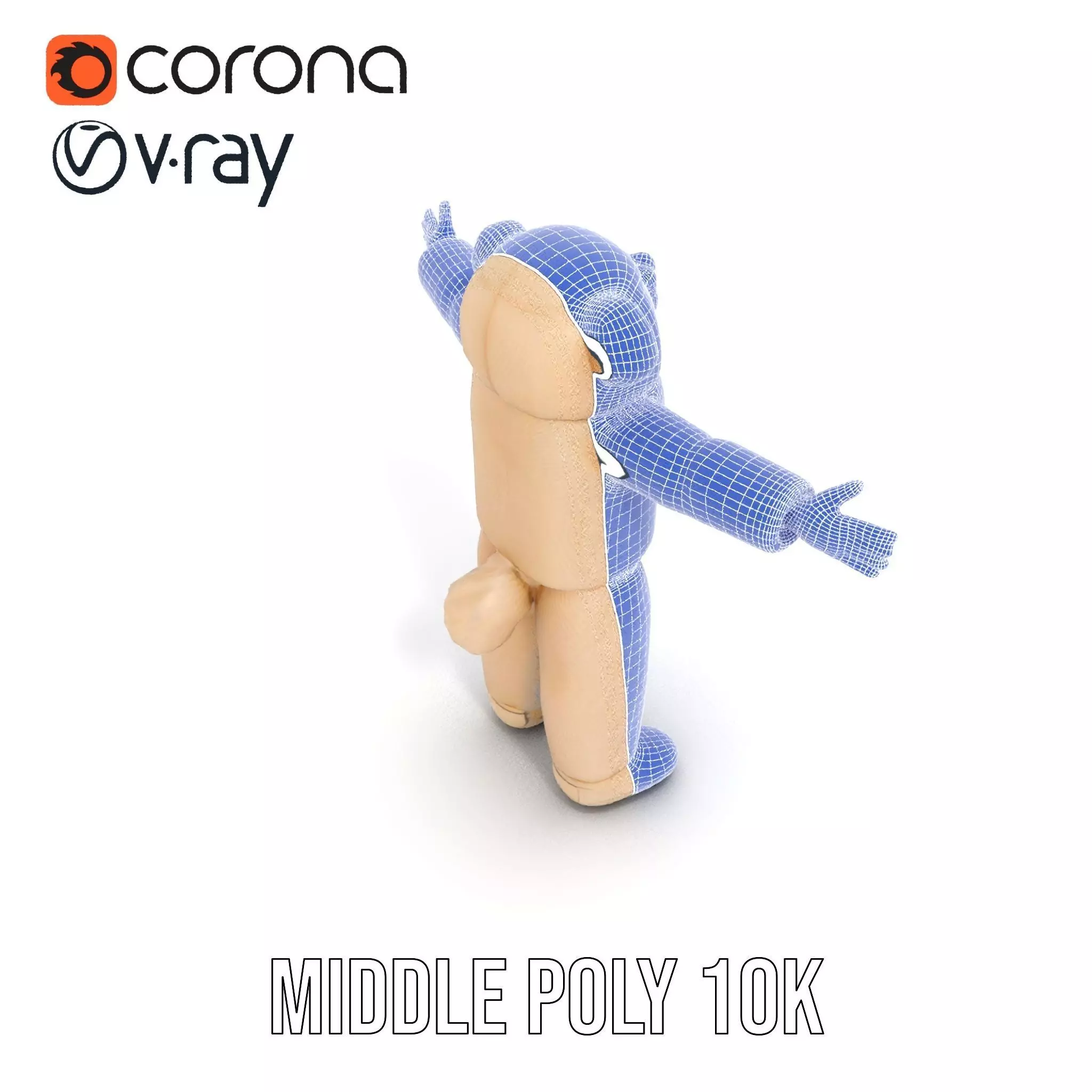 Fluffy Teddy Costume model pack Low-poly 3D model_16