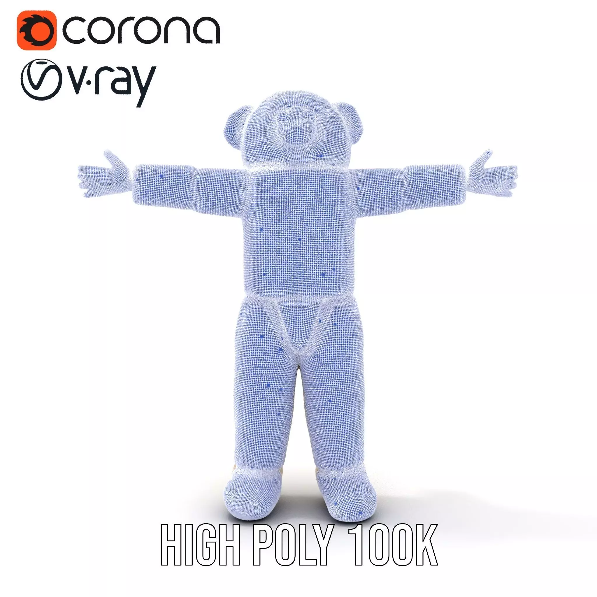 Fluffy Teddy Costume model pack Low-poly 3D model_34