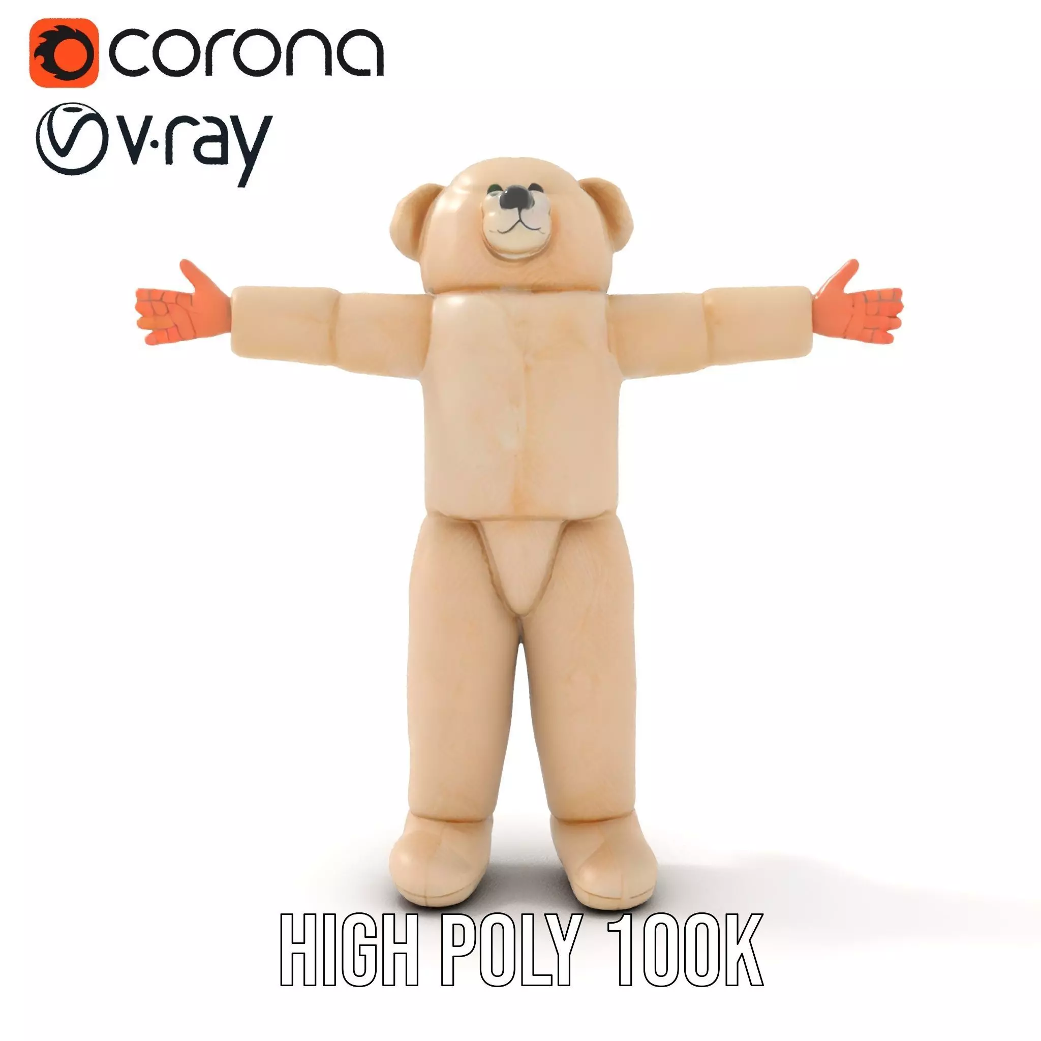 Fluffy Teddy Costume model pack Low-poly 3D model_26