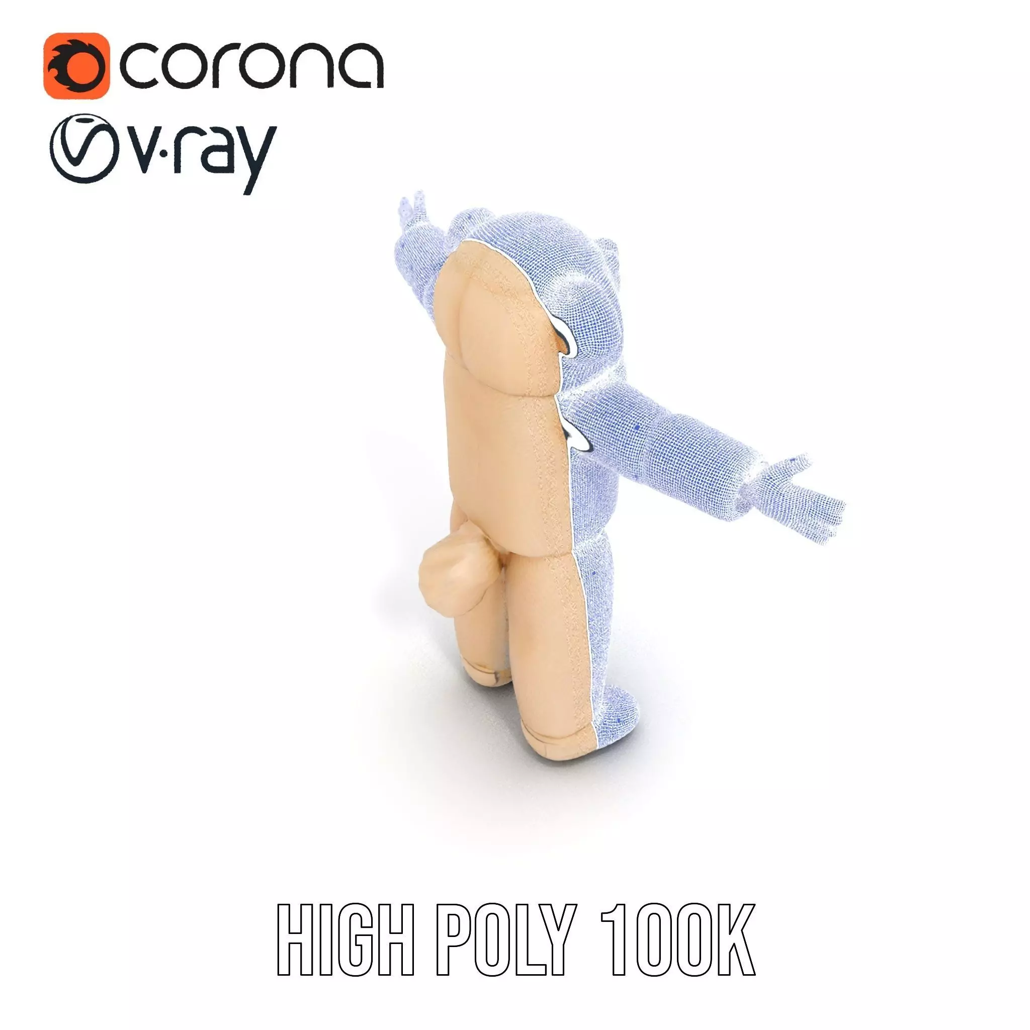 Fluffy Teddy Costume model pack Low-poly 3D model_33