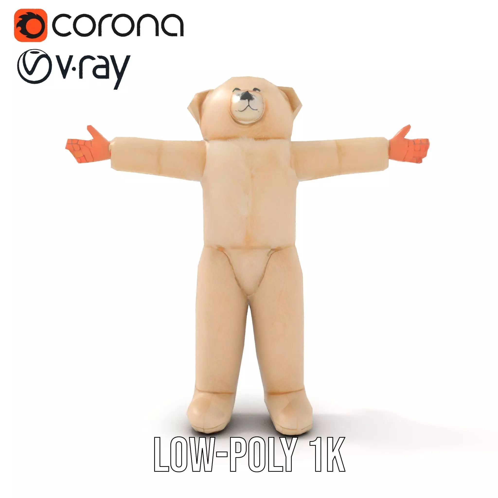Fluffy Teddy Costume model pack Low-poly 3D model_17