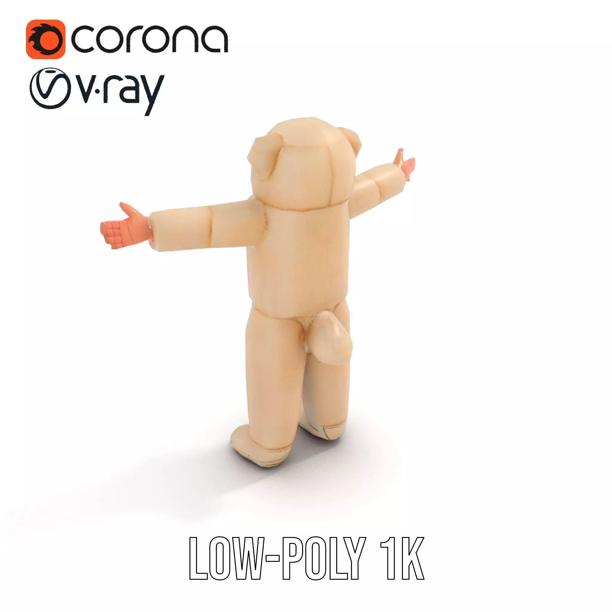 Fluffy Teddy Costume model pack Low-poly 3D model_9