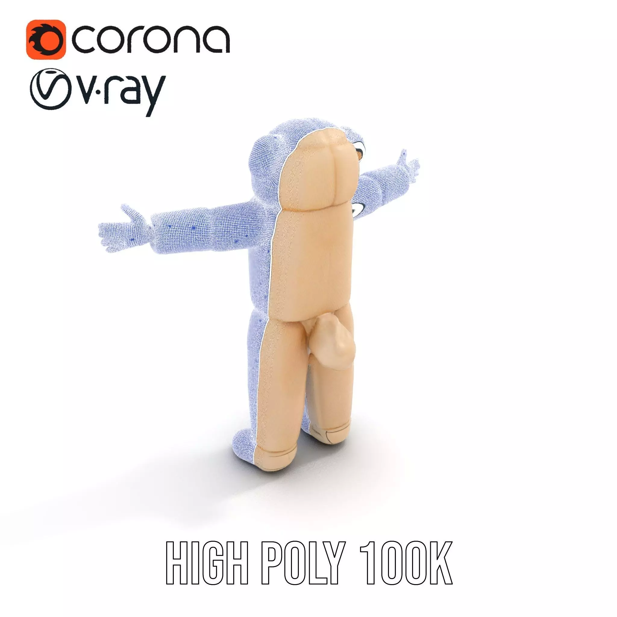 Fluffy Teddy Costume model pack Low-poly 3D model_23
