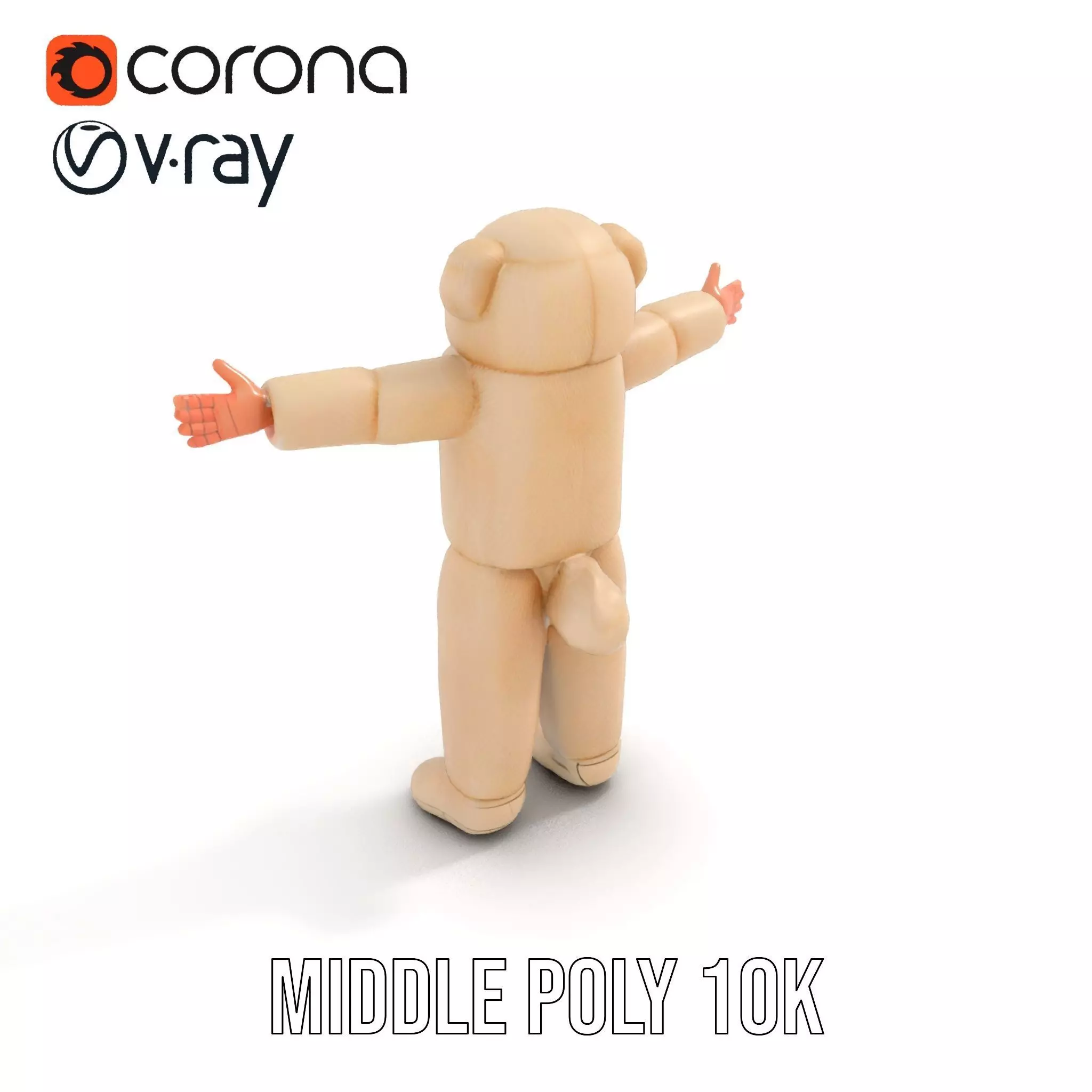 Fluffy Teddy Costume model pack Low-poly 3D model_6