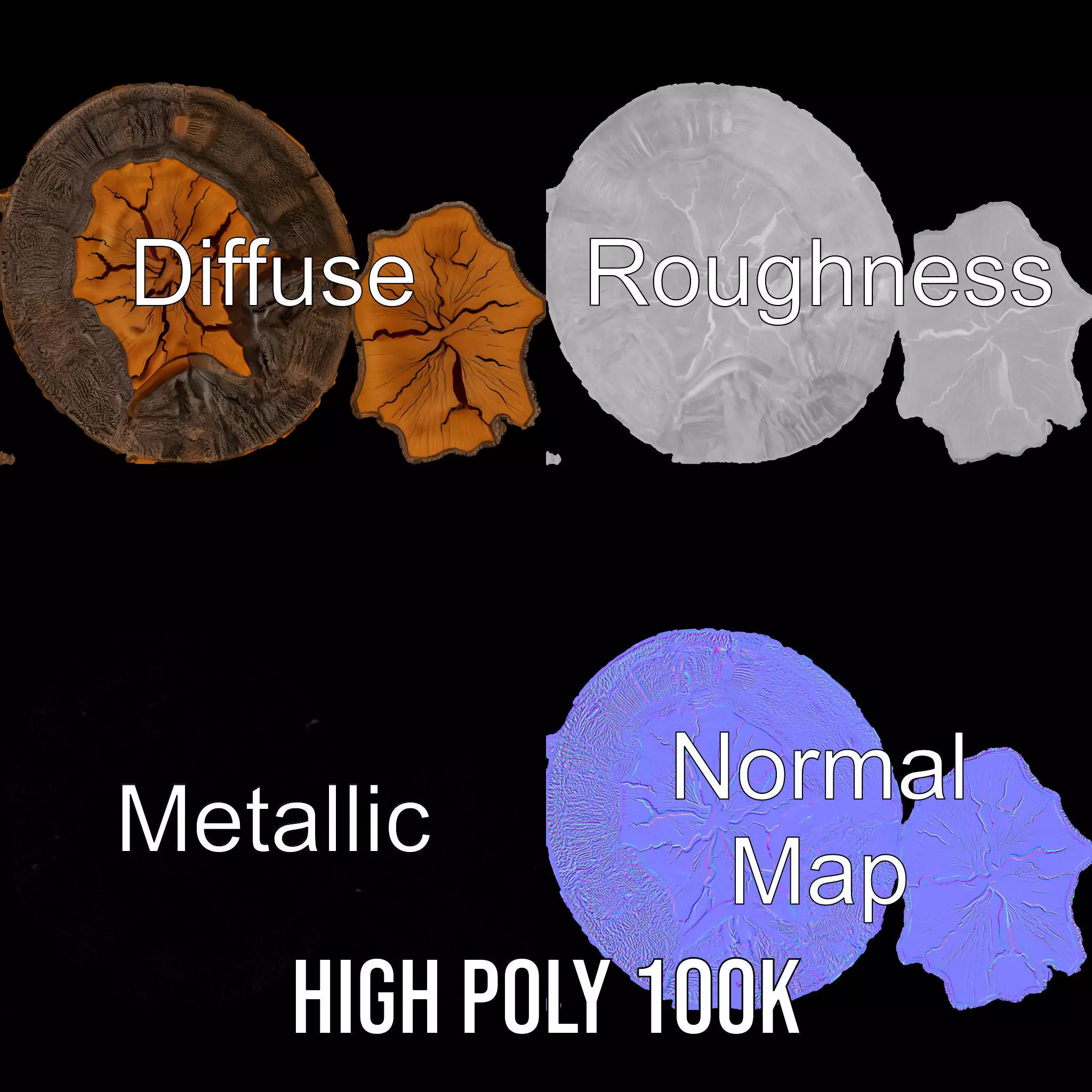 Rustic Tree CrossSection model pack Low-poly 3D model_3