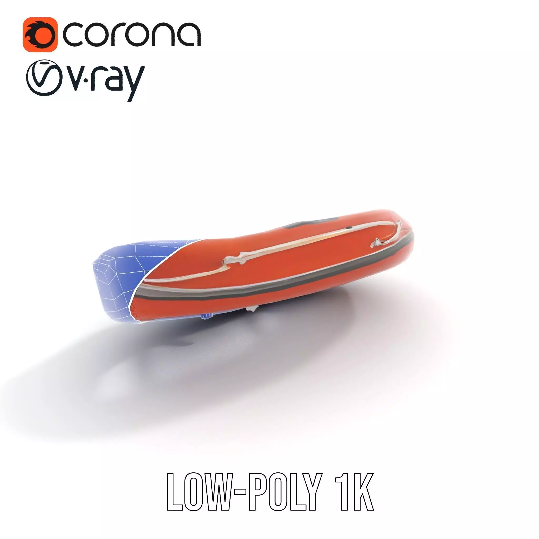 Orange Inflatable Raft model pack Low-poly 3D model_22