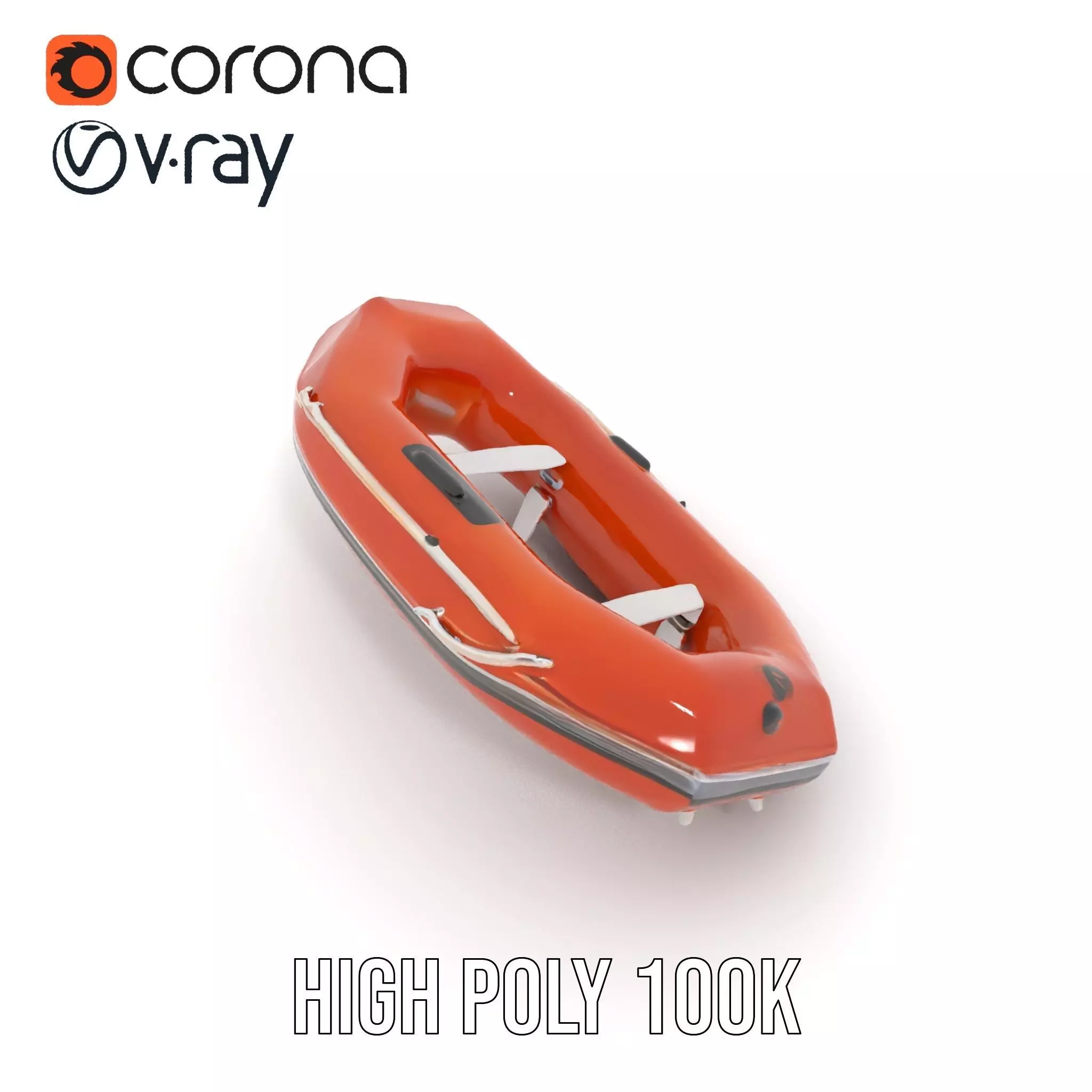 Orange Inflatable Raft model pack Low-poly 3D model_29