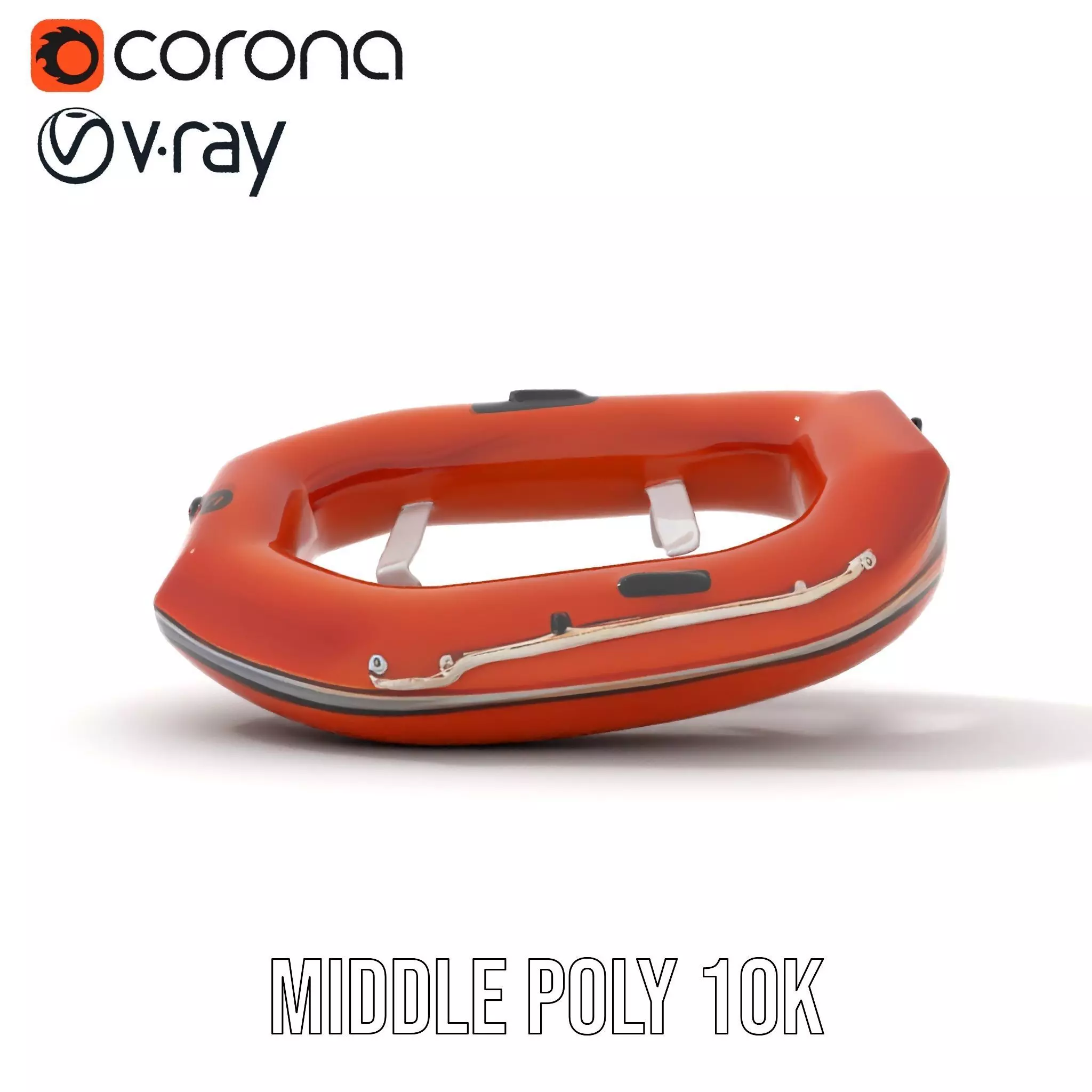 Orange Inflatable Raft model pack Low-poly 3D model_6