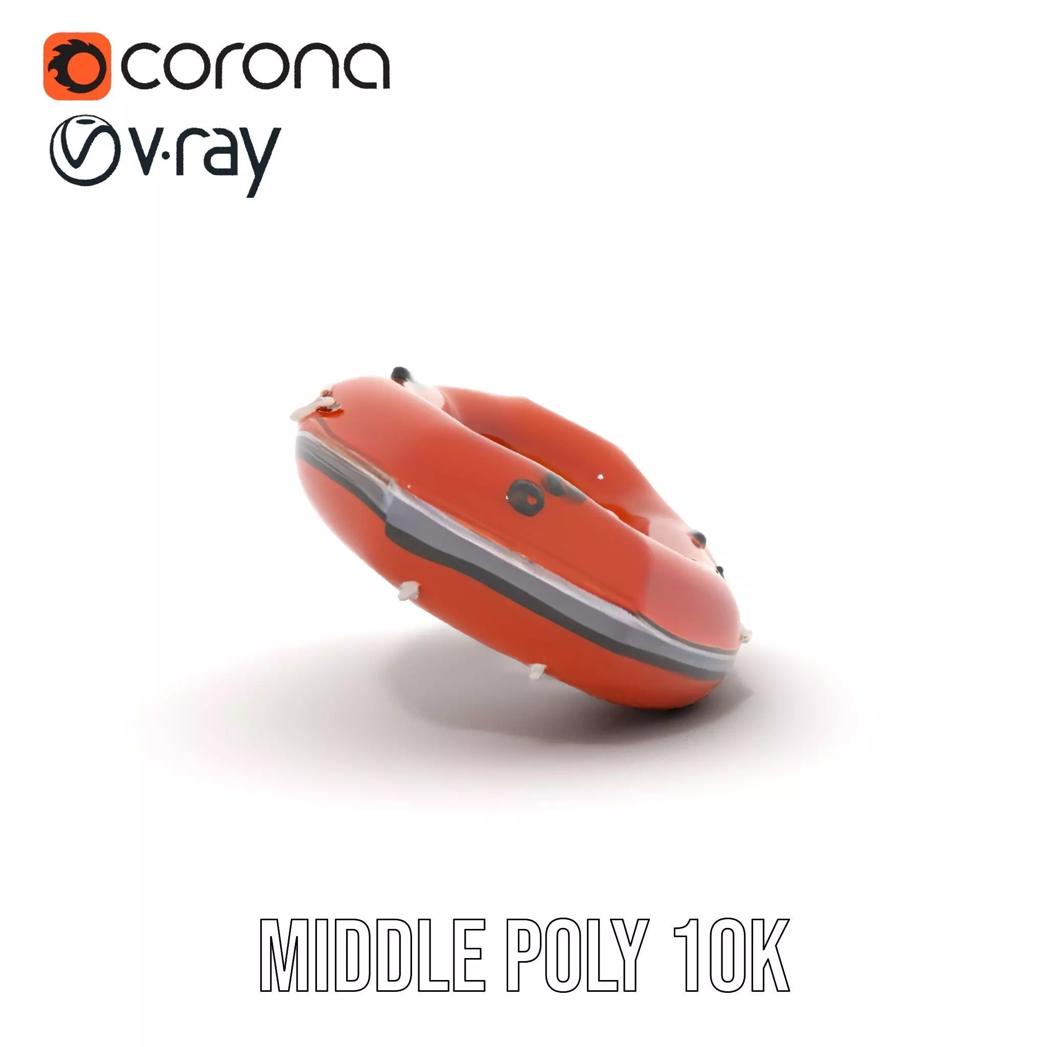 Orange Inflatable Raft model pack Low-poly 3D model_13