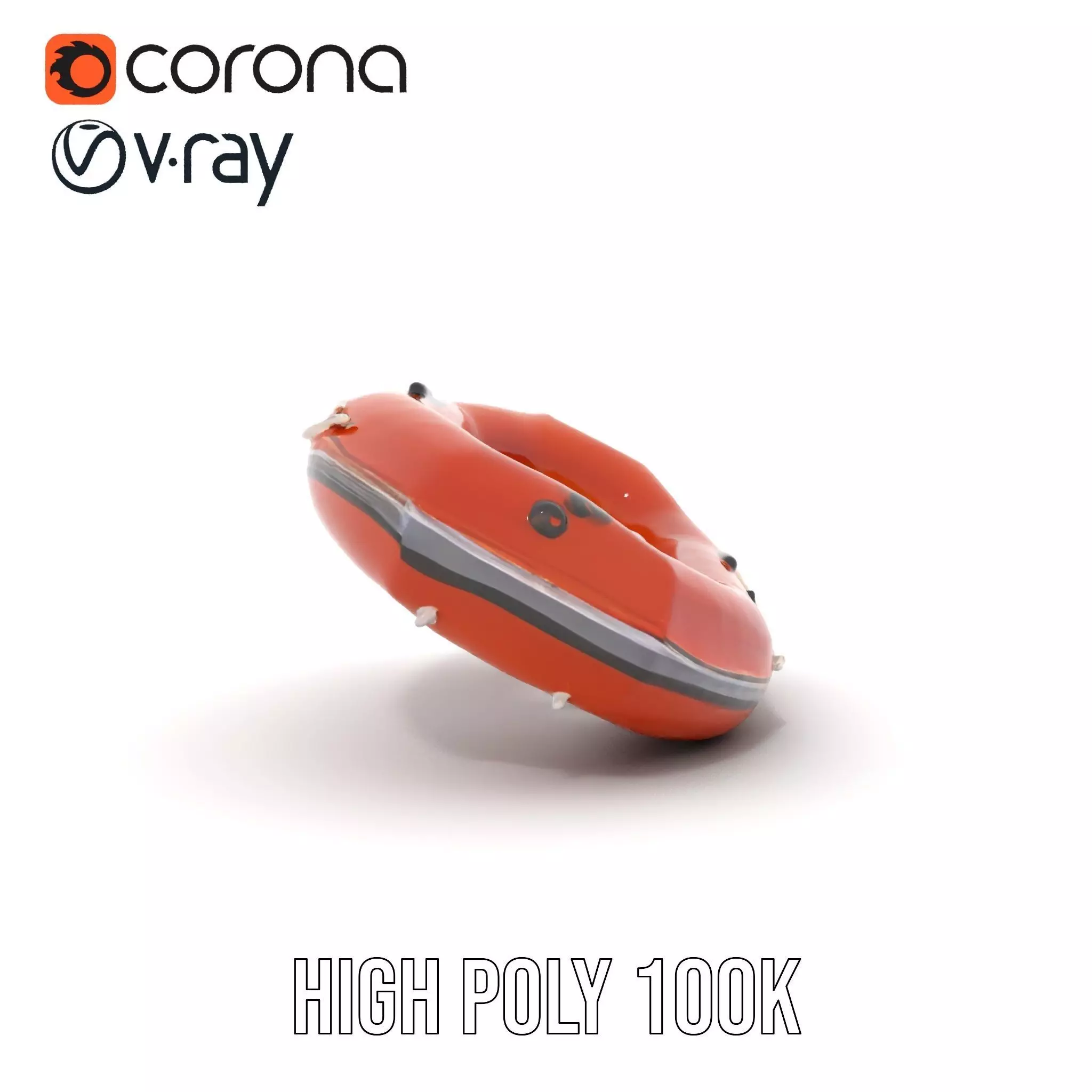 Orange Inflatable Raft model pack Low-poly 3D model_33