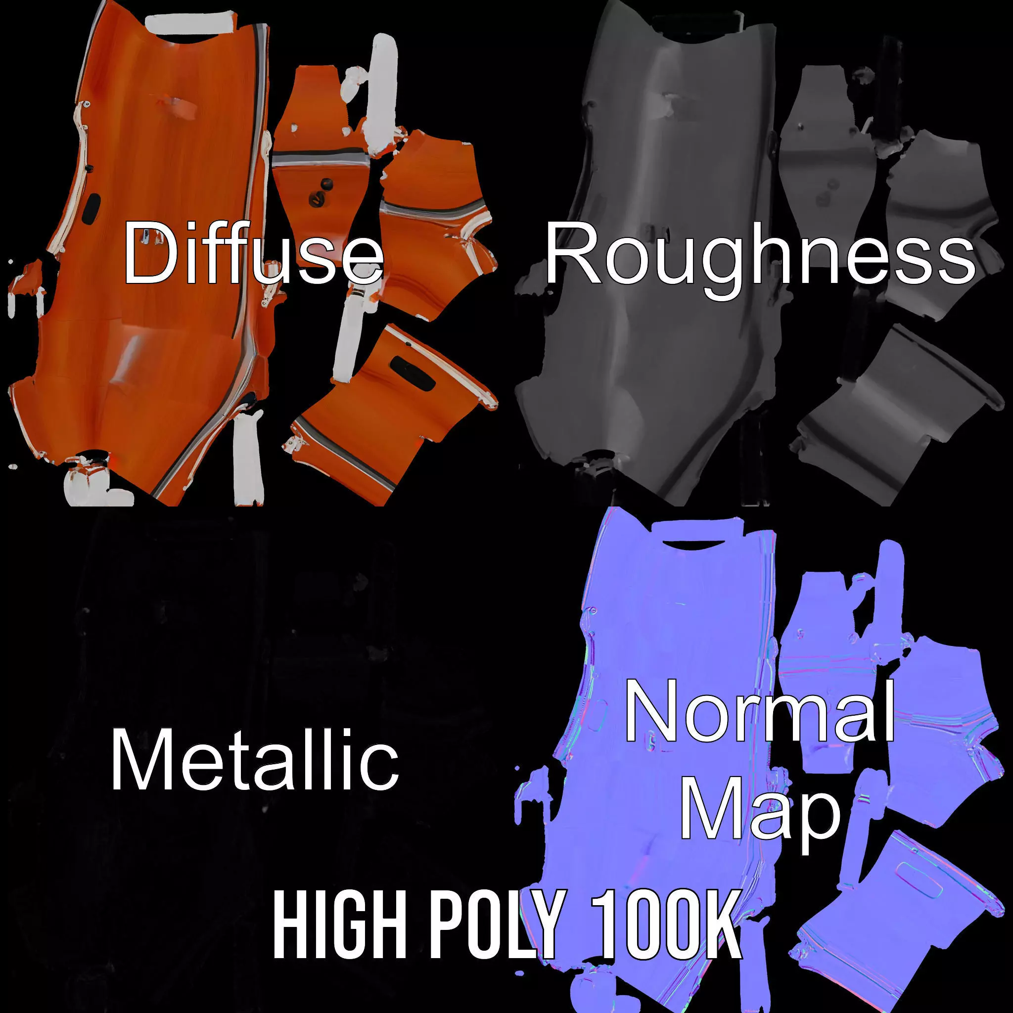 Orange Inflatable Raft model pack Low-poly 3D model_3