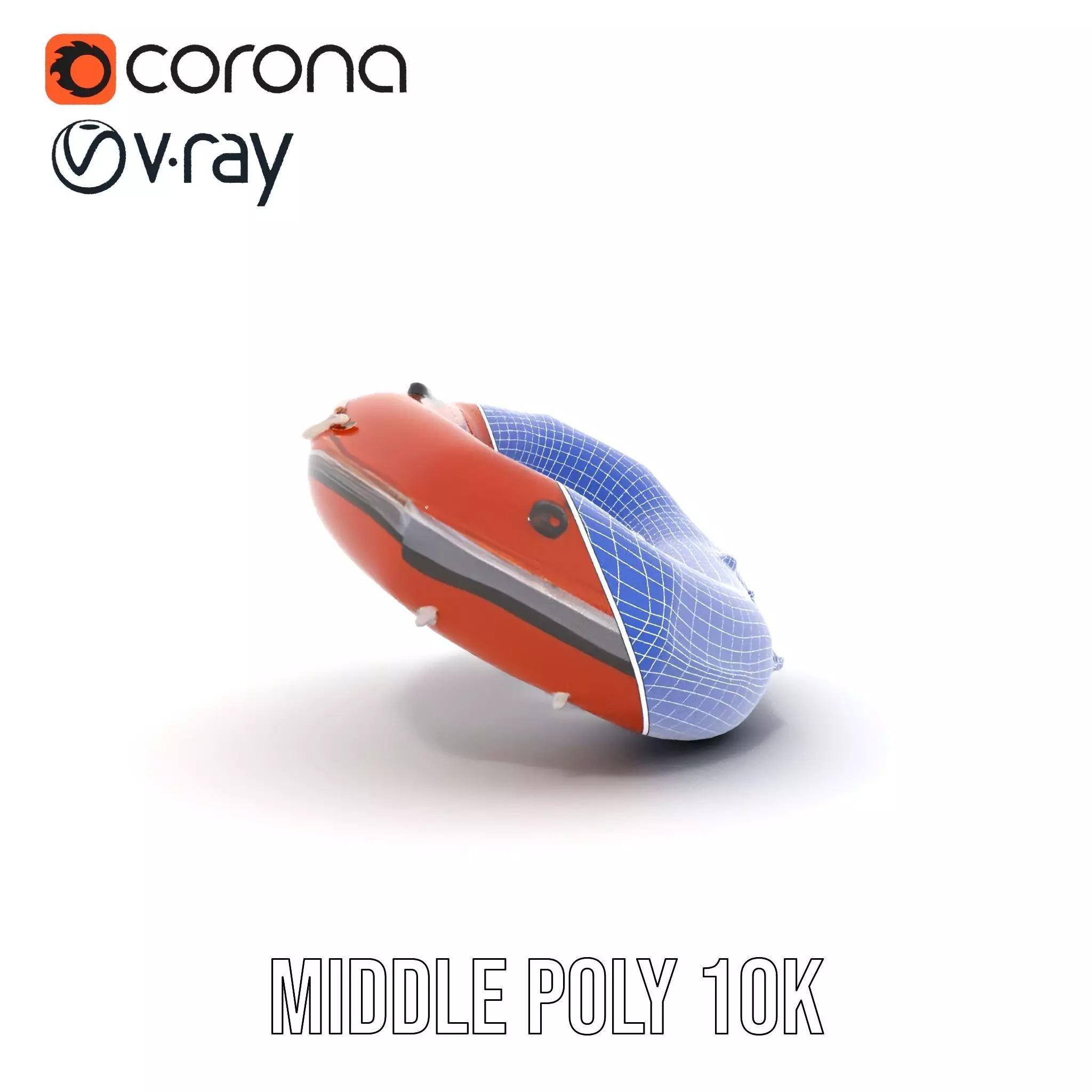 Orange Inflatable Raft model pack Low-poly 3D model_30