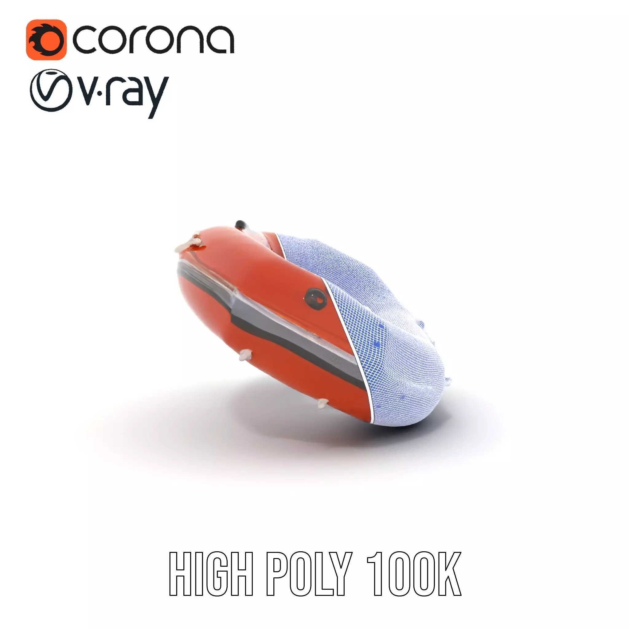 Orange Inflatable Raft model pack Low-poly 3D model_34