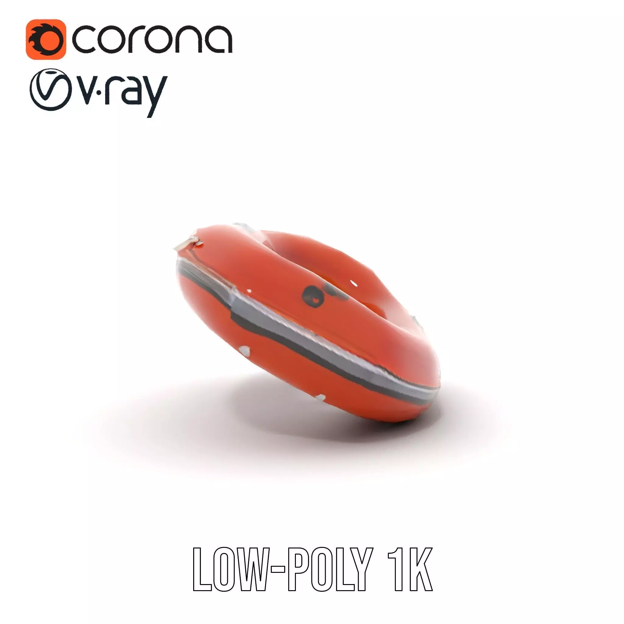 Orange Inflatable Raft model pack Low-poly 3D model_25