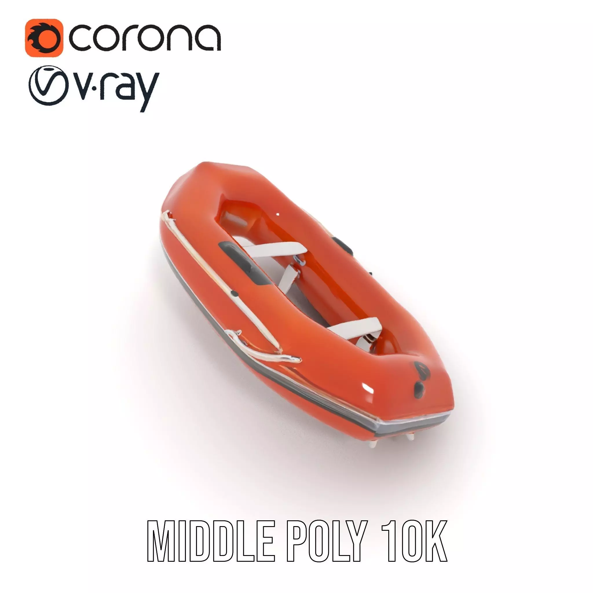 Orange Inflatable Raft model pack Low-poly 3D model_21
