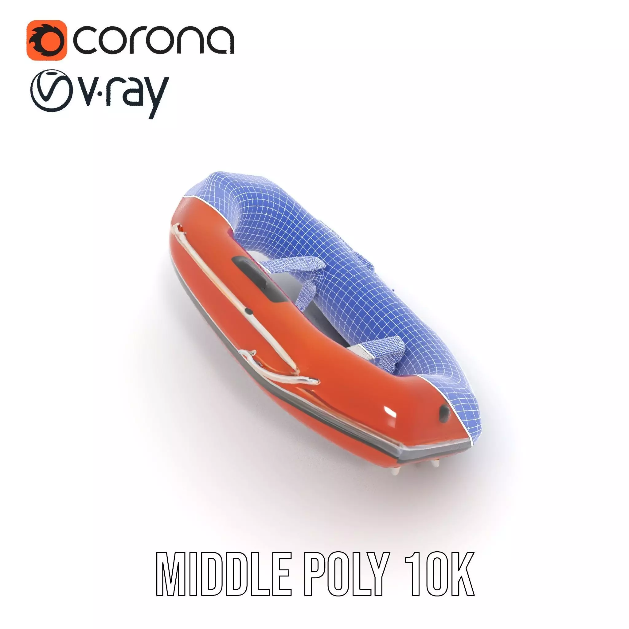 Orange Inflatable Raft model pack Low-poly 3D model_18