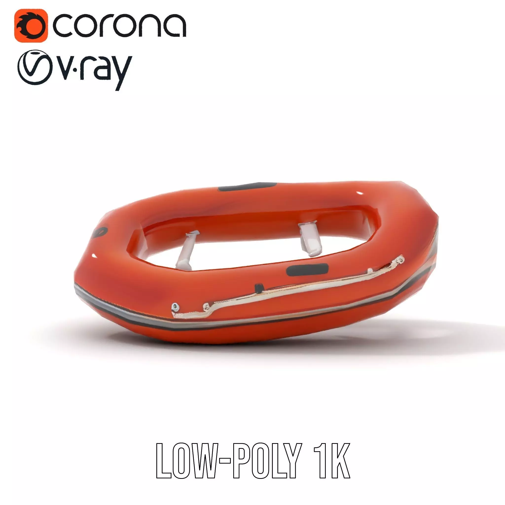 Orange Inflatable Raft model pack Low-poly 3D model_7