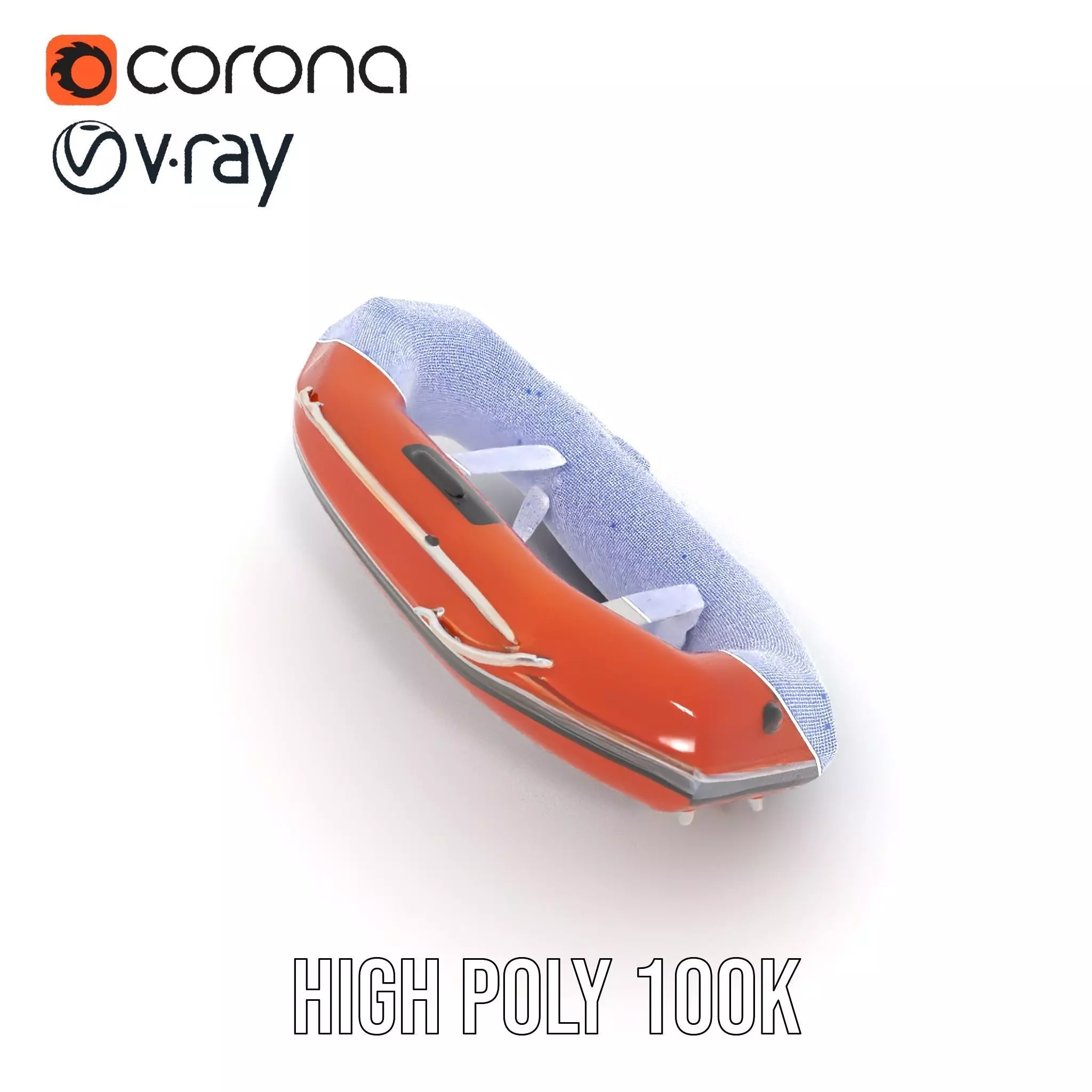 Orange Inflatable Raft model pack Low-poly 3D model_20