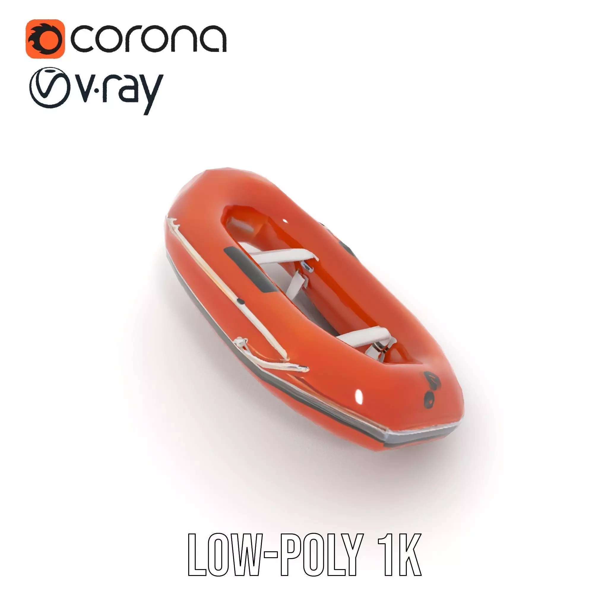 Orange Inflatable Raft model pack Low-poly 3D model_16